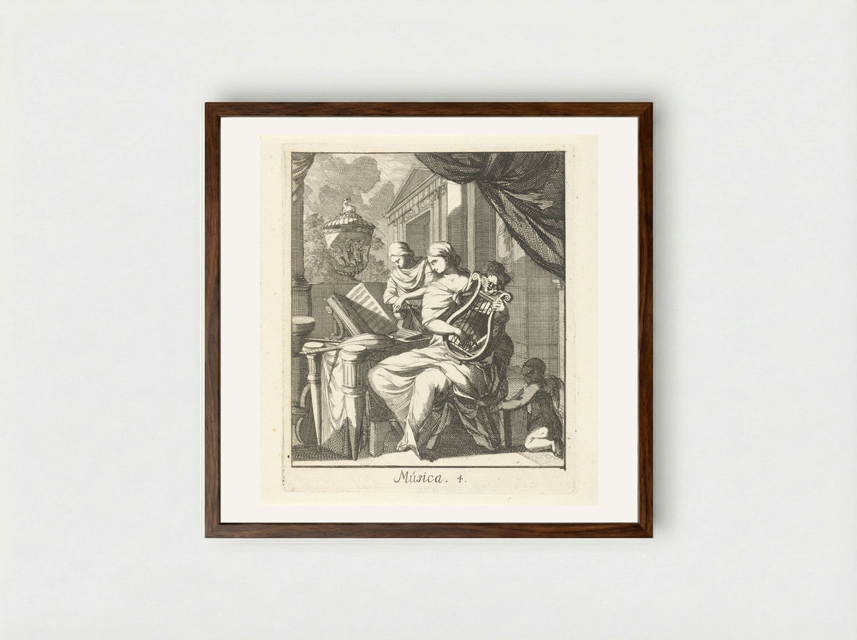 Musica - Caspar Luyken - Framed Print Dark Wood