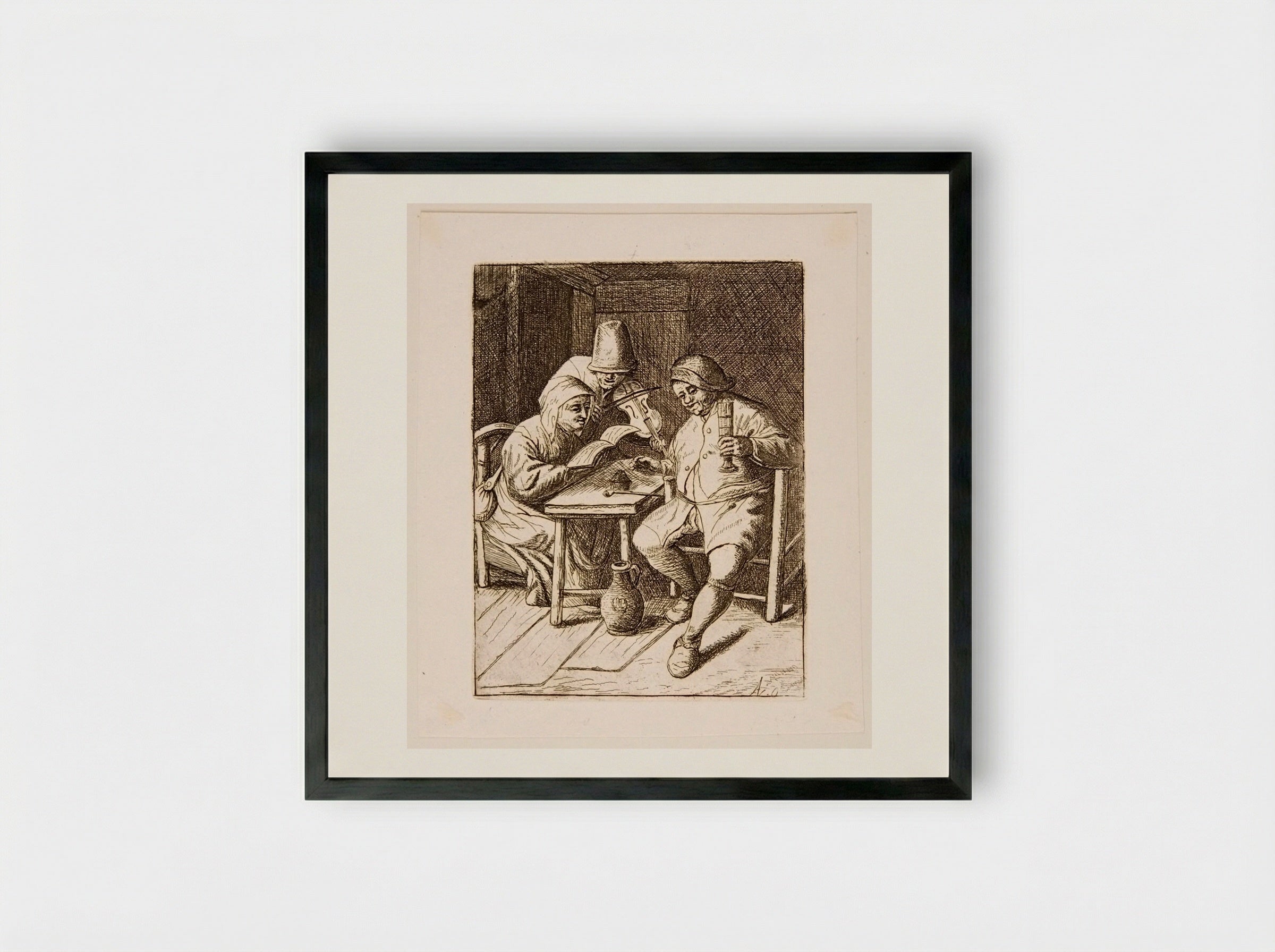 Musical Peasants - David Deuchar - Framed Print Black