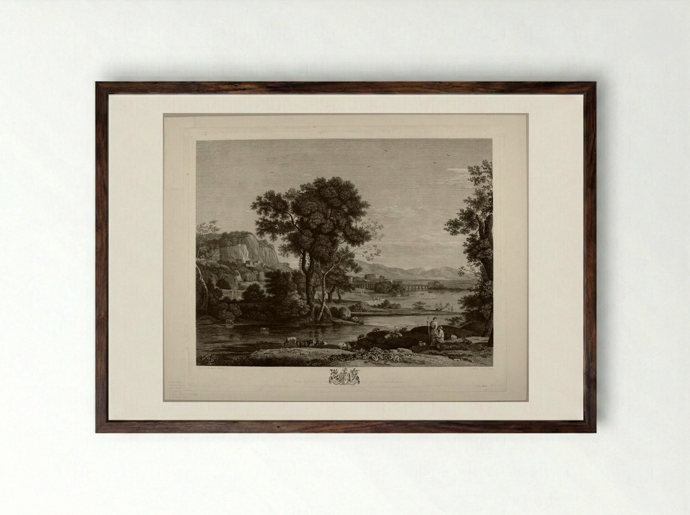Musical Shepherdess - Wilson Lowry - Framed Print Dark Wood
