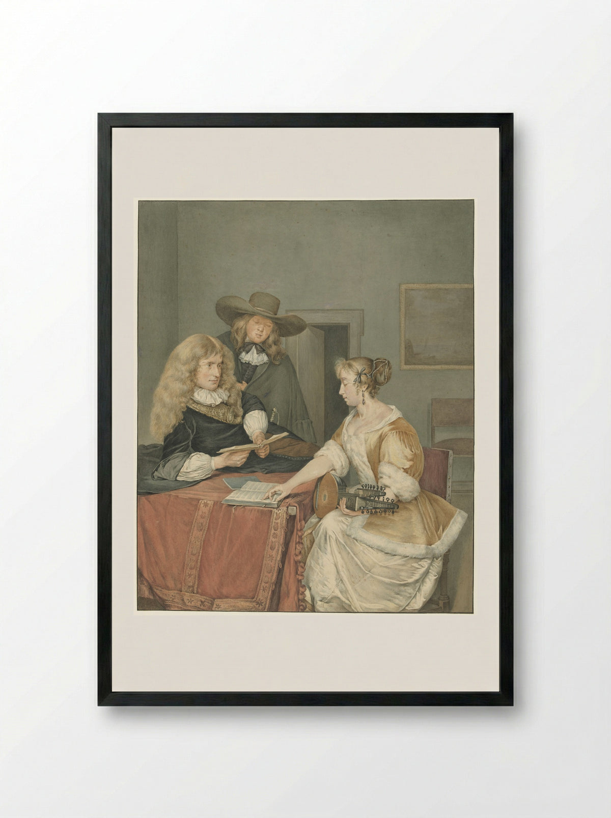 Musicerend gezelschap (Musical Company) - Jacob Willemz. de Vos - Framed Print Black