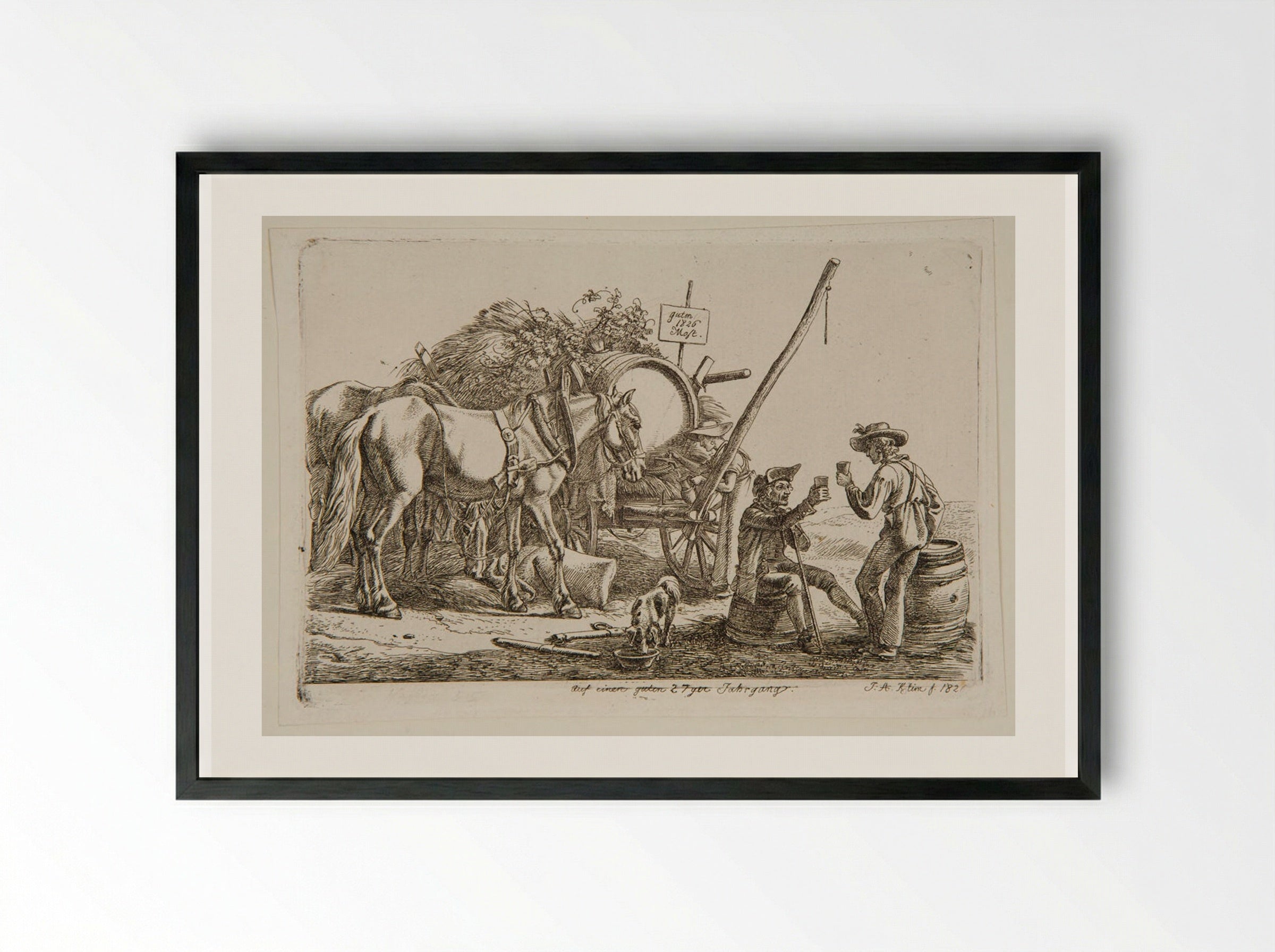 Must Wagon - Johann Adam Klein - Framed Print Black