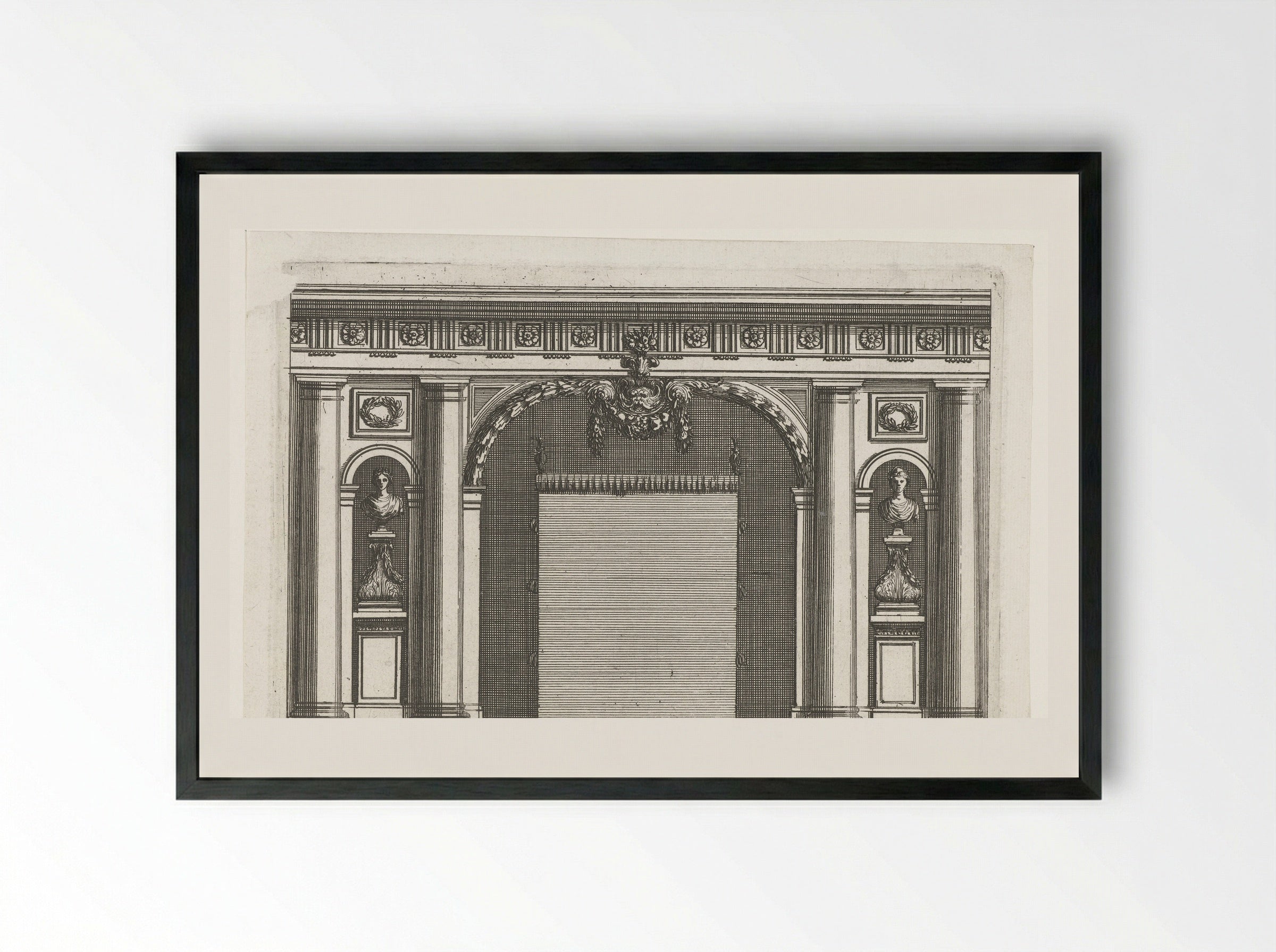 Muur met smalle nissen naast alkoof - Jean Lepautre - Framed Print Black