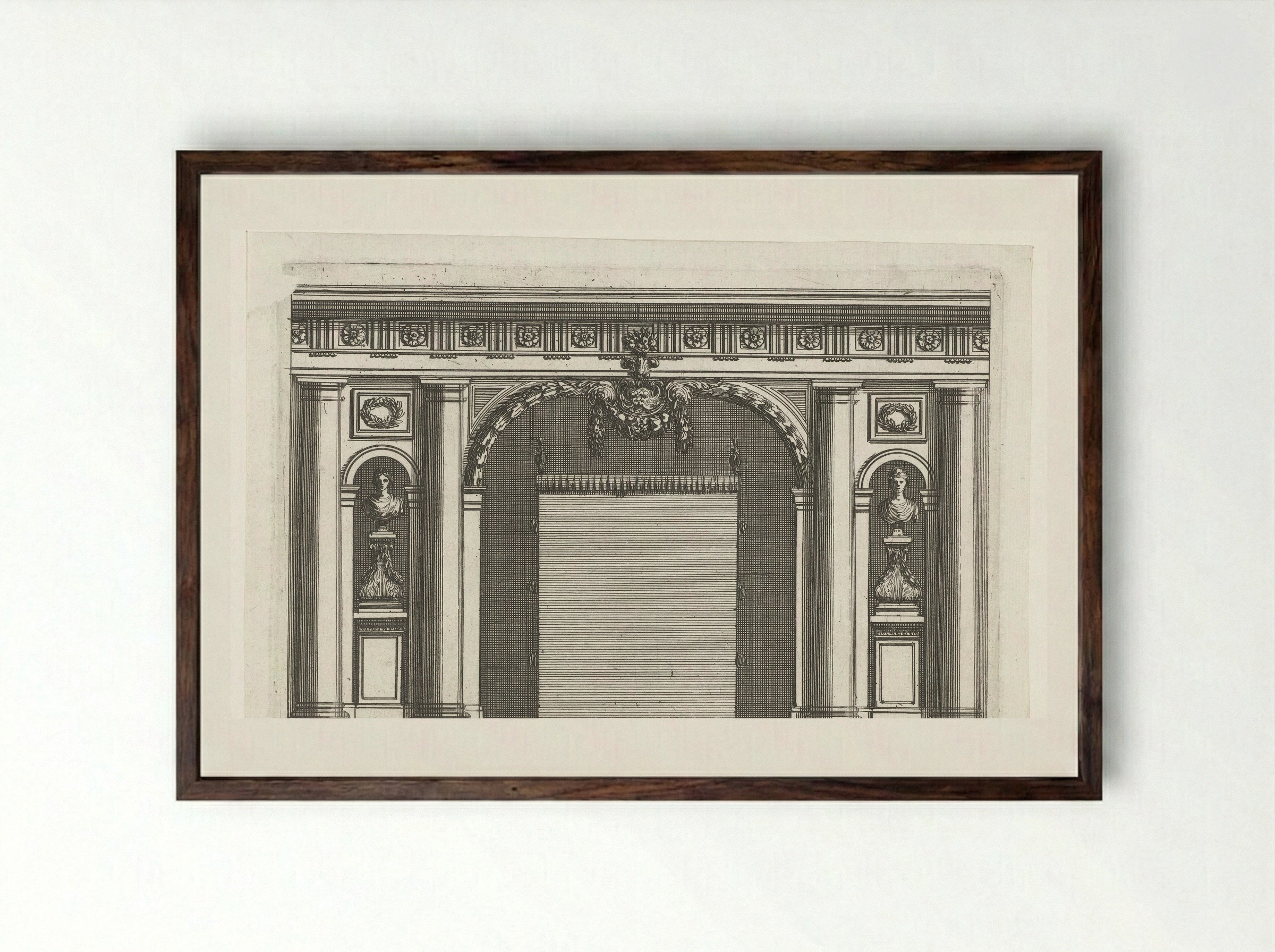 Muur met smalle nissen naast alkoof - Jean Lepautre - Framed Print Dark Wood