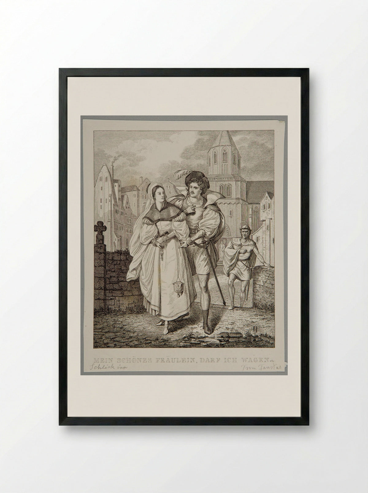 My Beautiful Miss, Dare I...? - Adolf Hohneck - Framed Print Black
