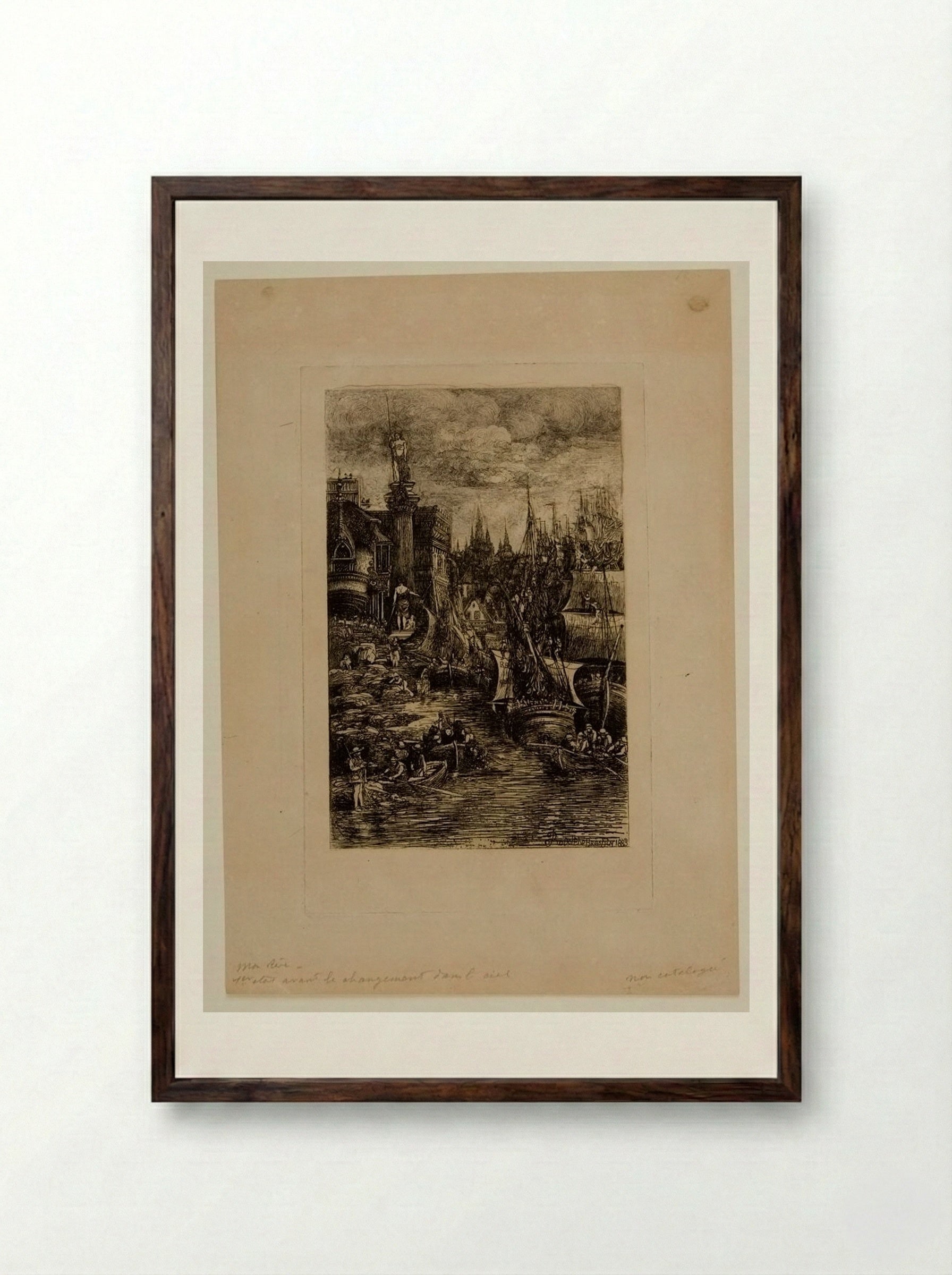 My Dream (second version) - Rodolphe Bresdin - Framed Print Dark Wood