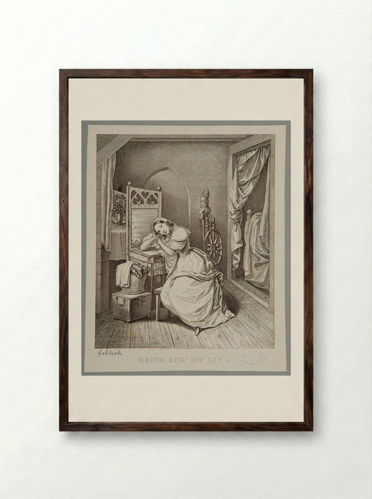 My Peace of Mind is gone - Adolf Hohneck - Framed Print Dark Wood