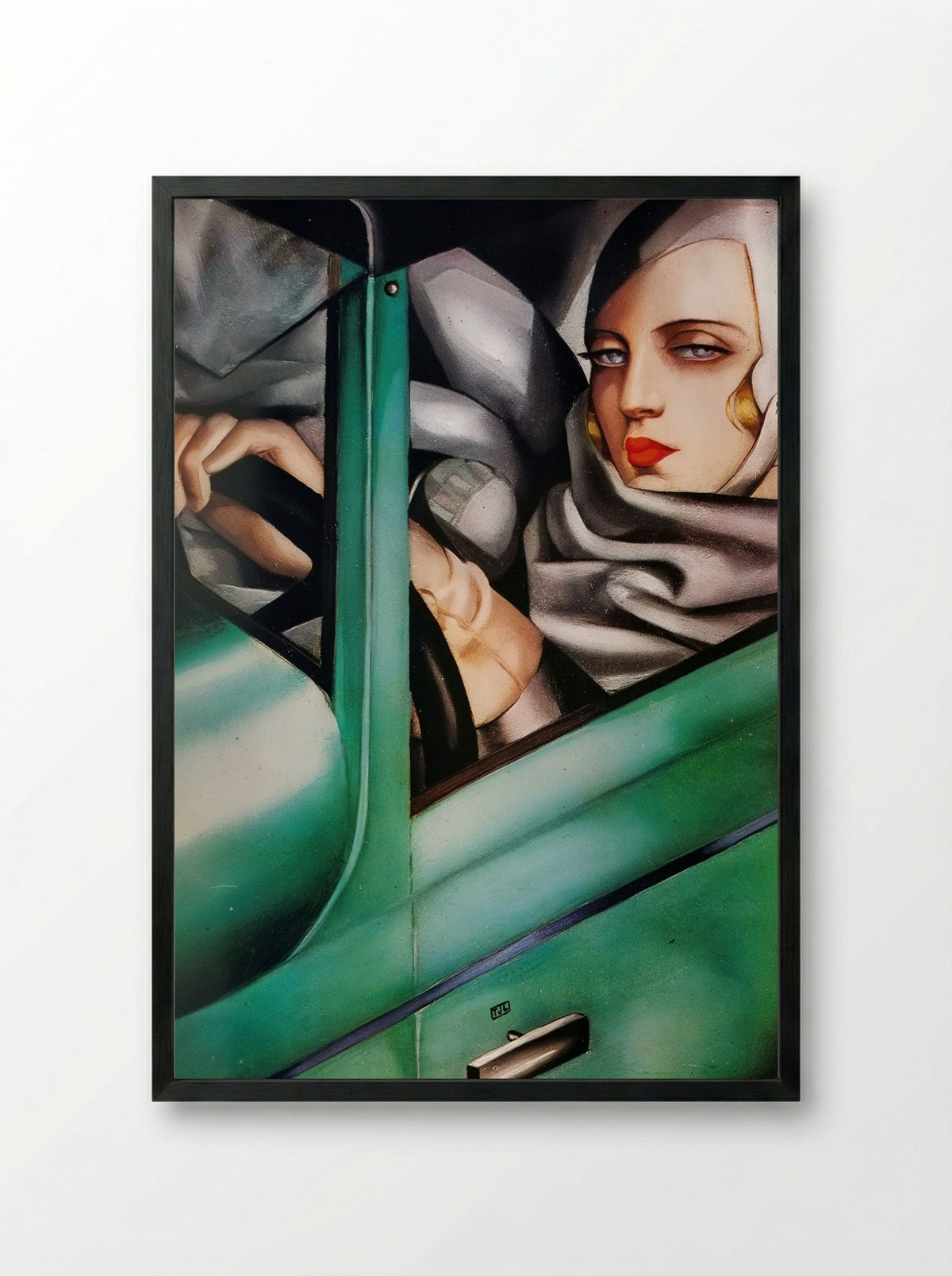 My Portrait (Self-Portrait in the Green Bugatti) - Tamara de Lempicka - Framed Print Black