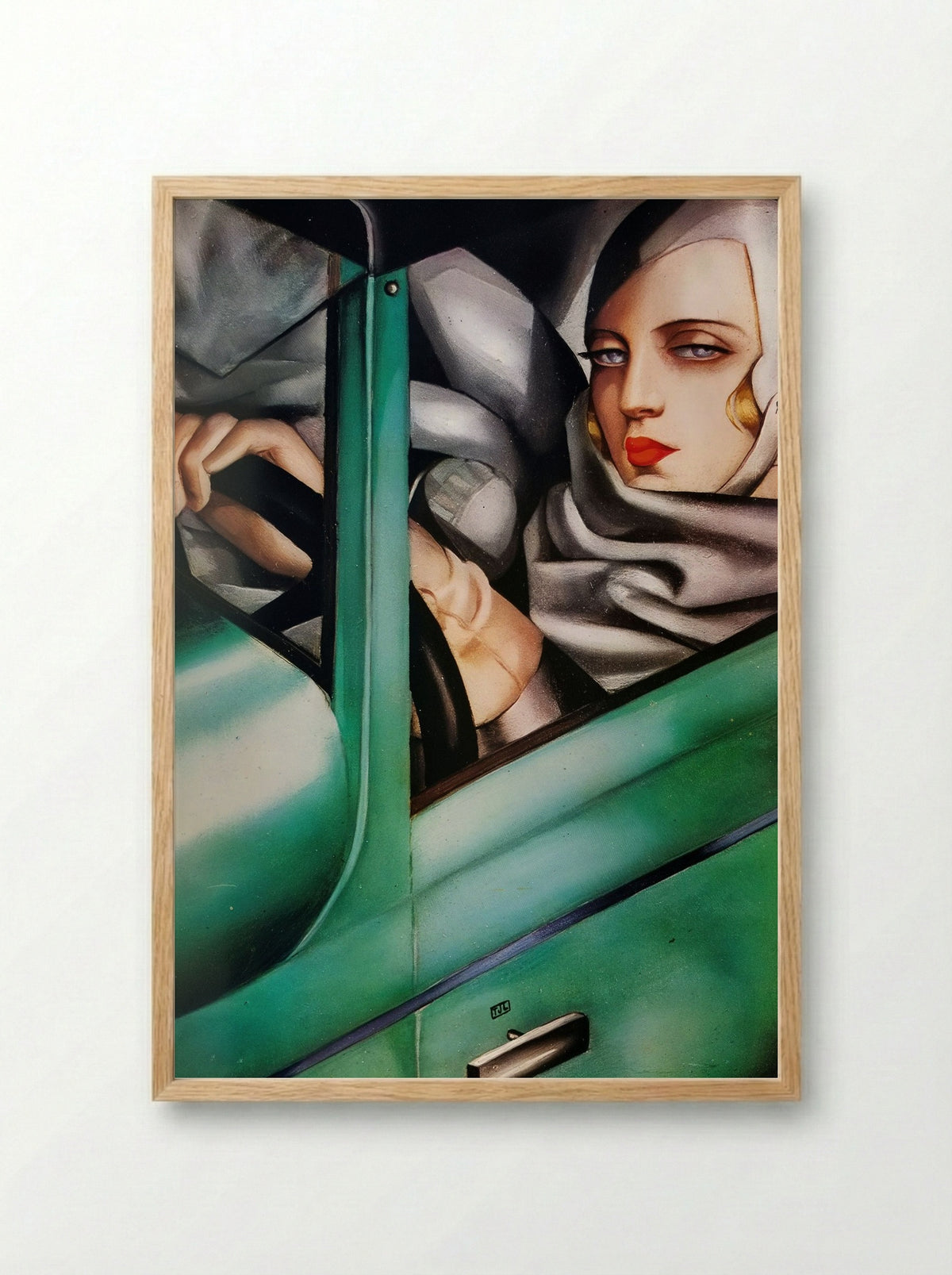 My Portrait (Self-Portrait in the Green Bugatti) - Tamara de Lempicka - Framed Print Wood