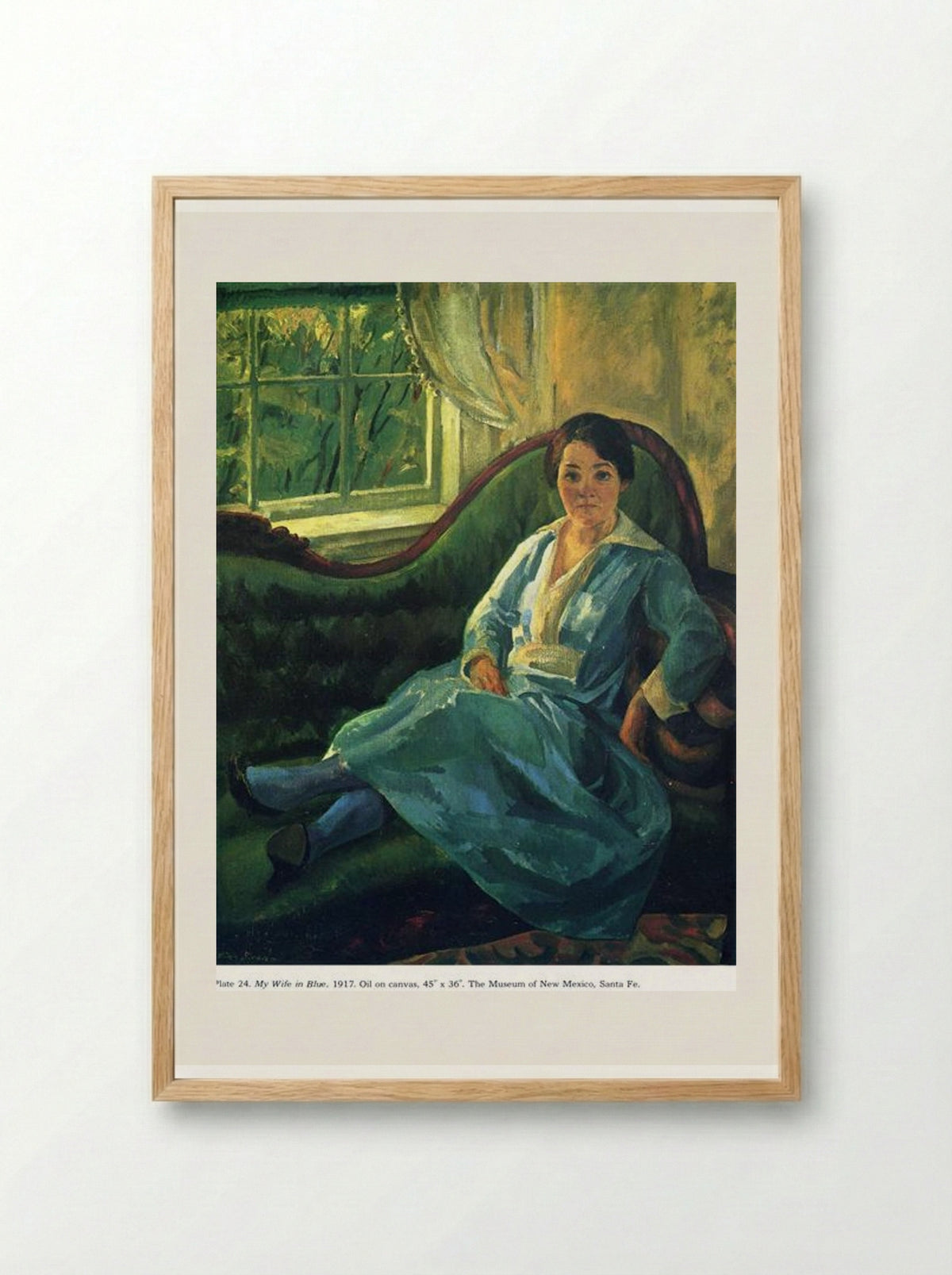 My Wife in Blue - John French Sloan - Framed Print Wood
