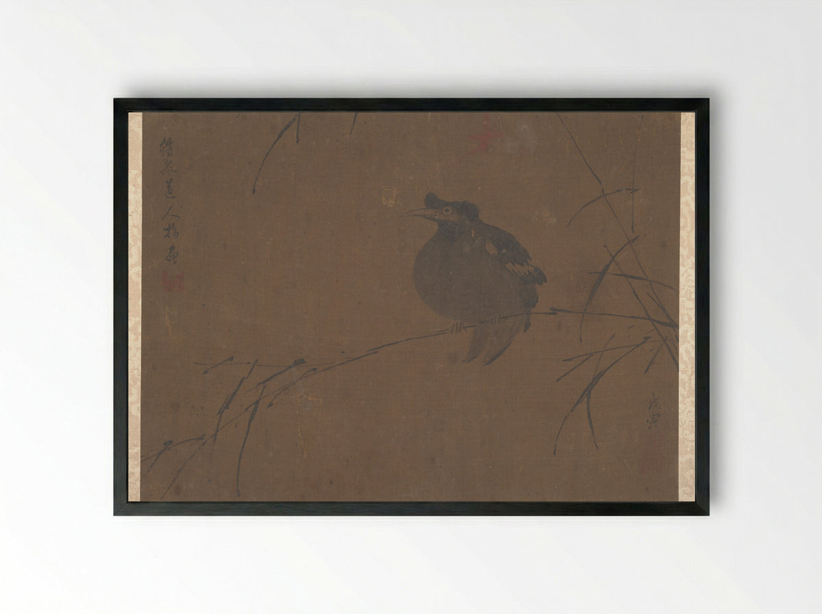 Mynah on Reed - Fulan Taorên - Framed Print Black
