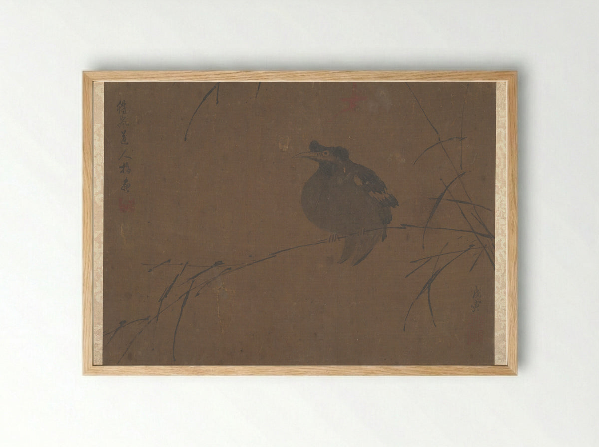 Mynah on Reed - Fulan Taorên - Framed Print Wood