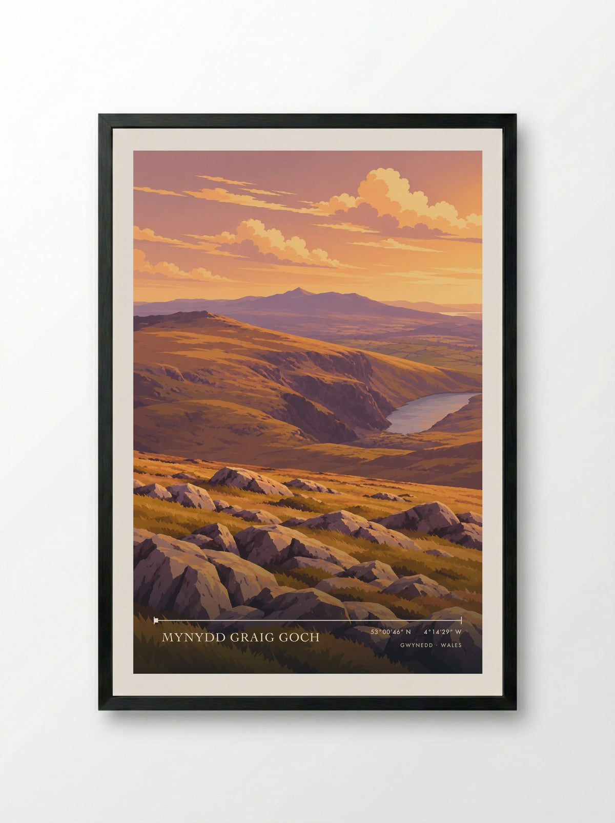 Mynydd Graig Goch, Gwynedd | Travel Poster - Framed Print Black