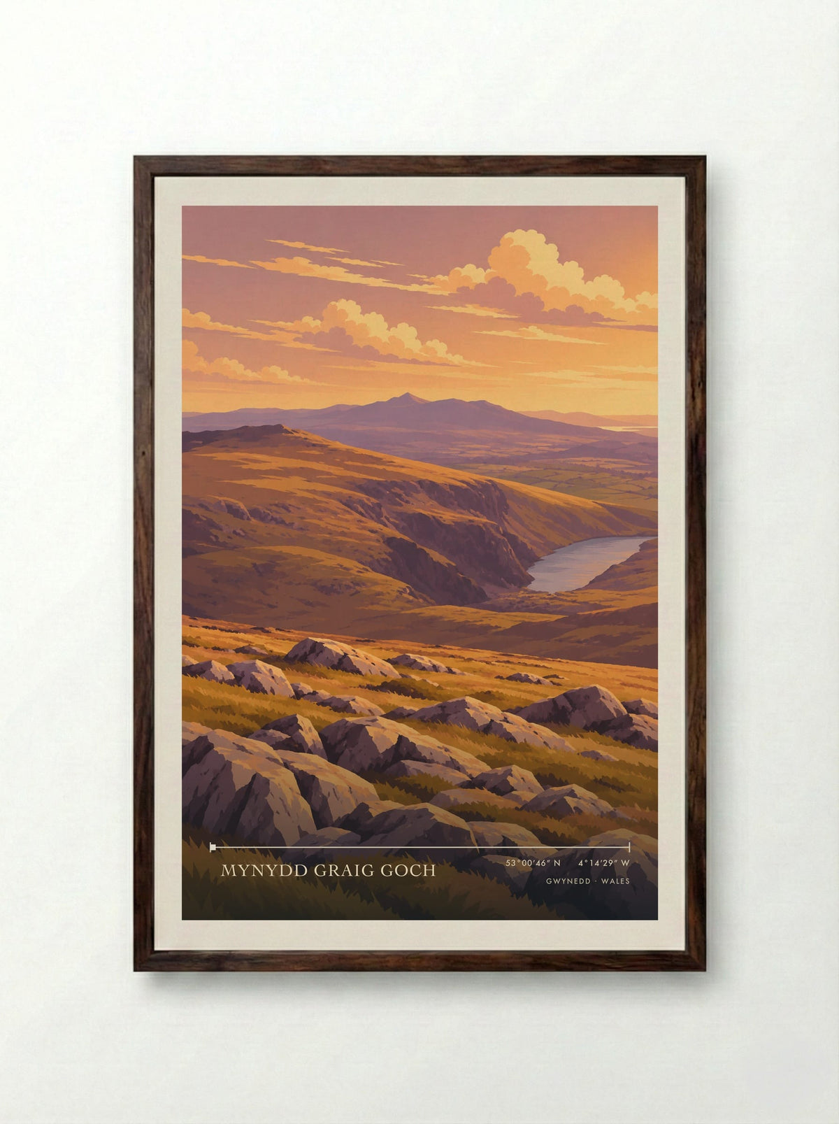 Mynydd Graig Goch, Gwynedd | Travel Poster - Framed Print Dark Wood