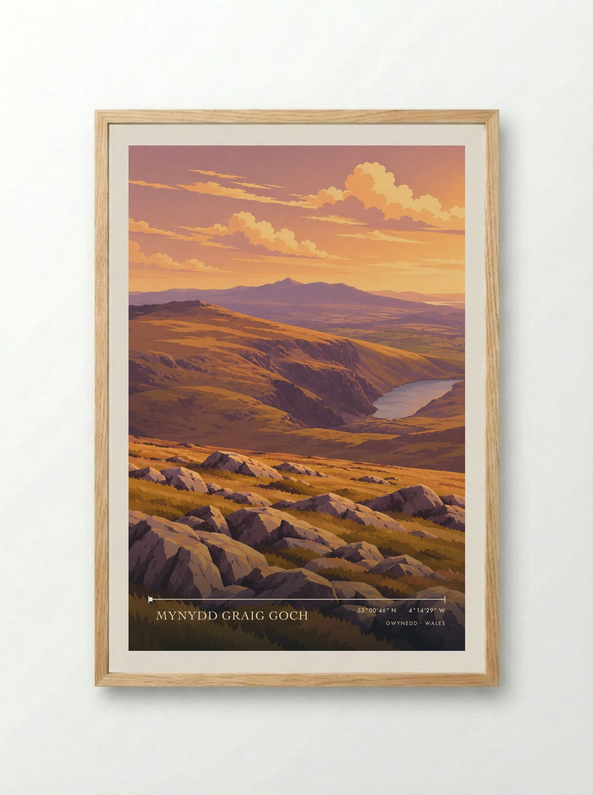 Mynydd Graig Goch, Gwynedd | Travel Poster - Framed Print Wood