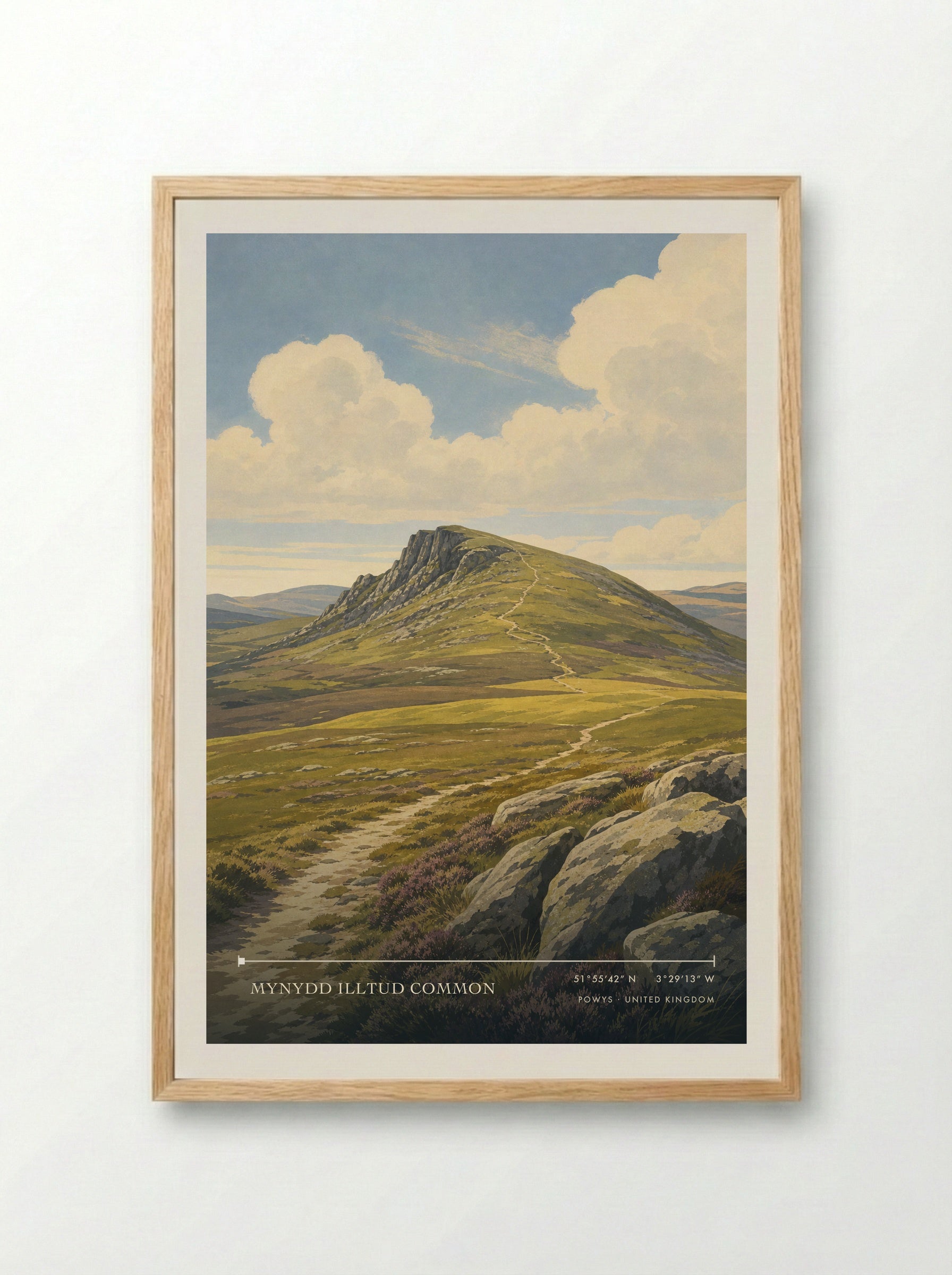 Mynydd Illtud Common Powys United Kingdom Travel Poster - Framed Print Wood