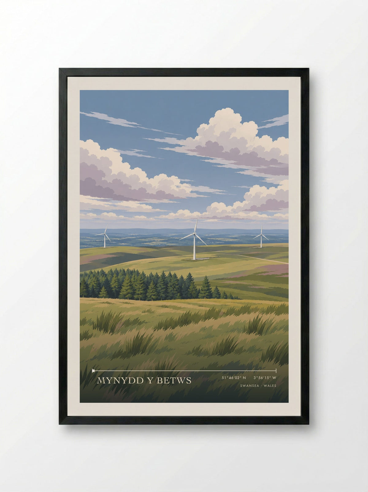 Mynydd y Betws, Swansea | Travel Poster - Framed Print Black