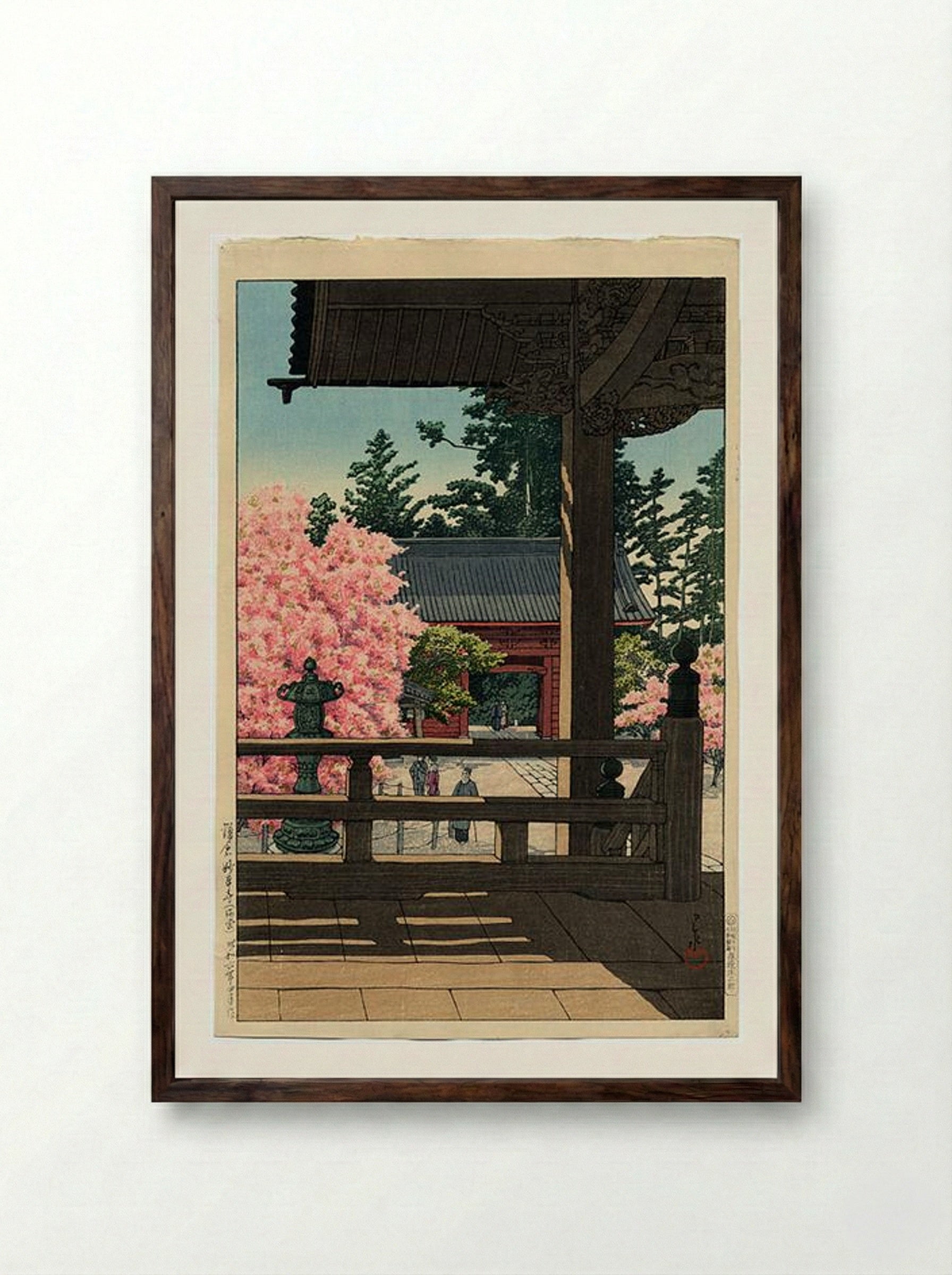 Myohon Temple, Kamakura - Hasui Kawase - Framed Print Dark Wood