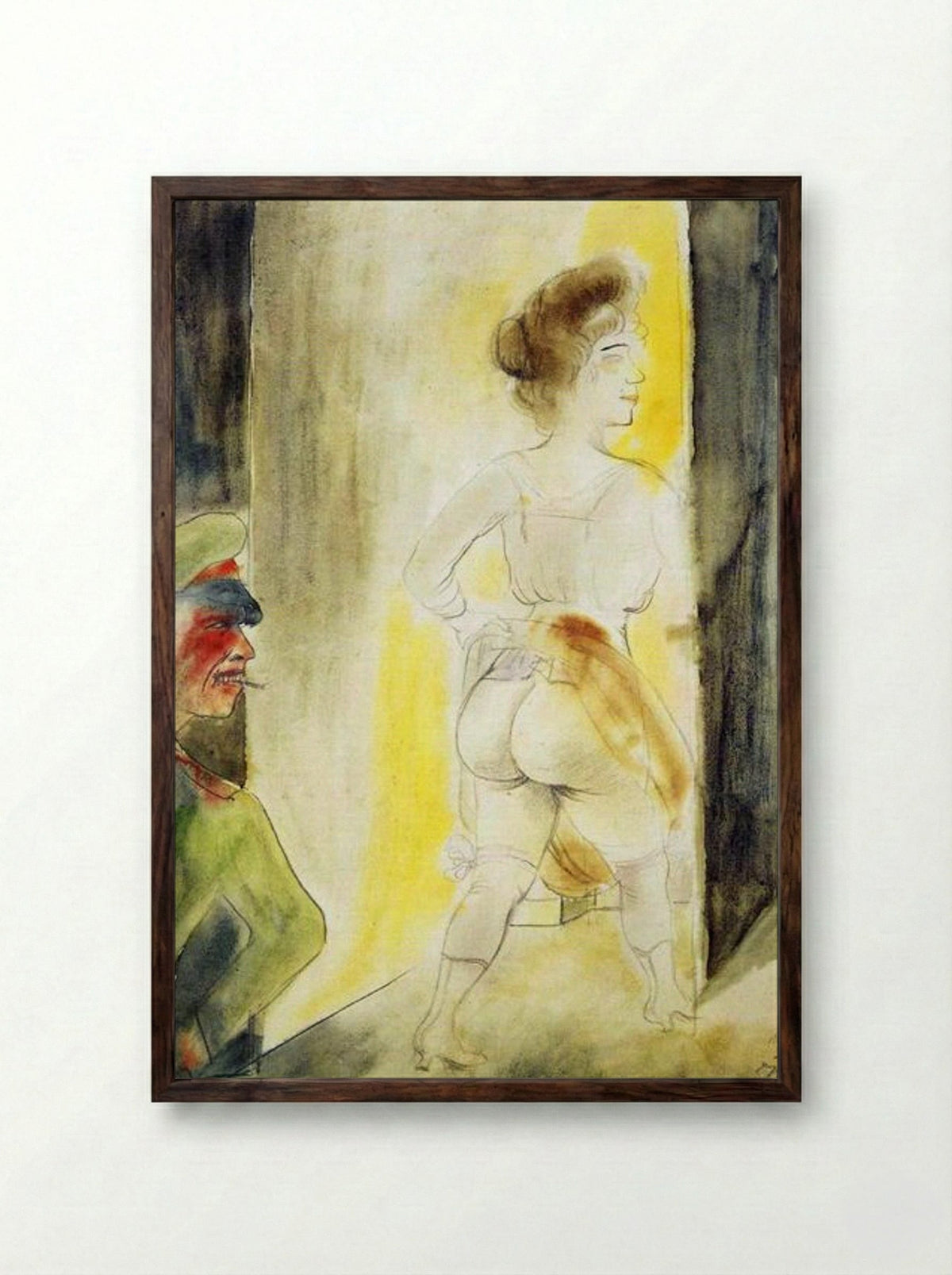 Myself in Brussels - Otto Dix - Framed Print Dark Wood