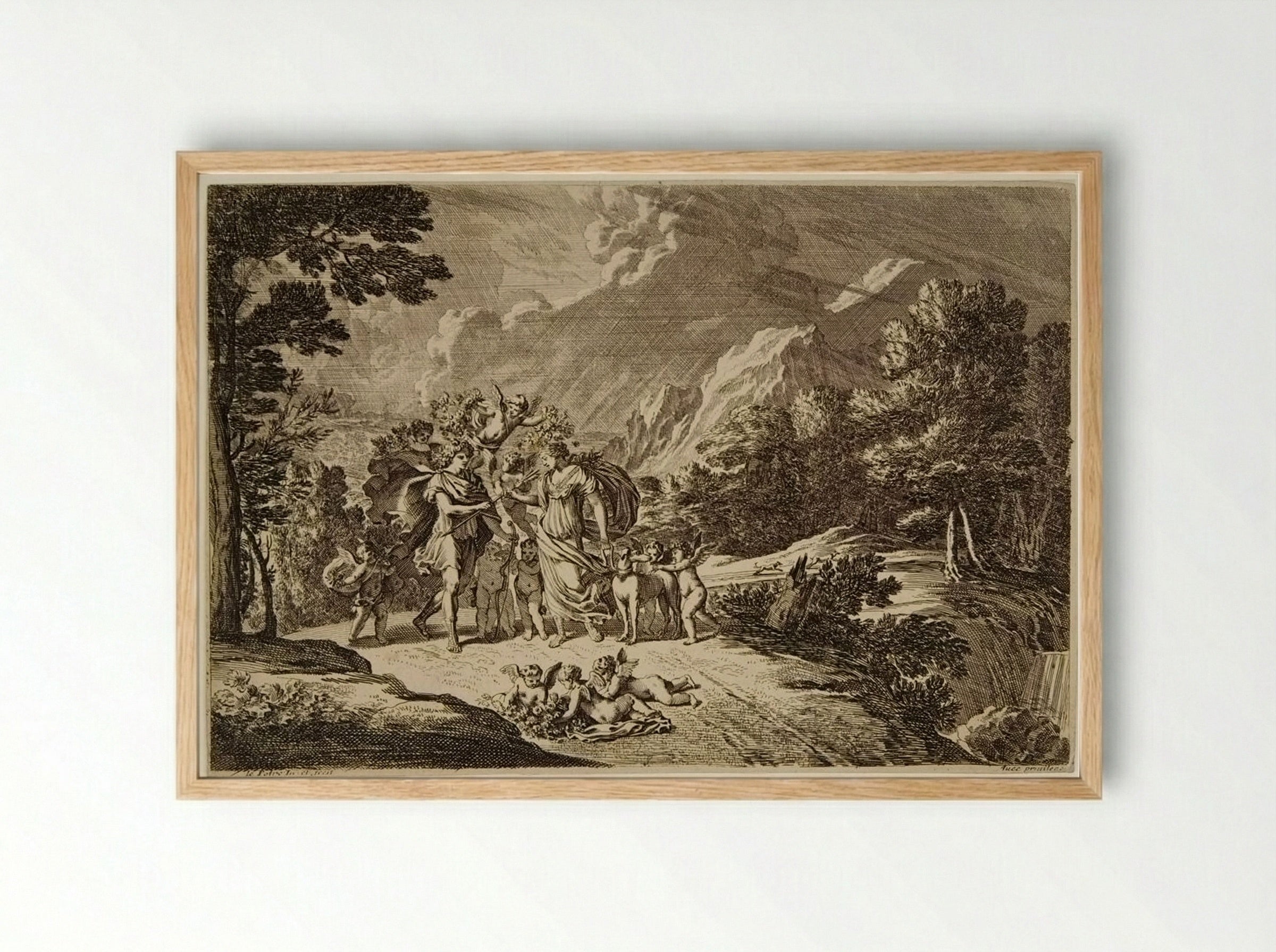 Mythological Scene with Figures and Putti - Jean Le Pautre - Framed Print Wood