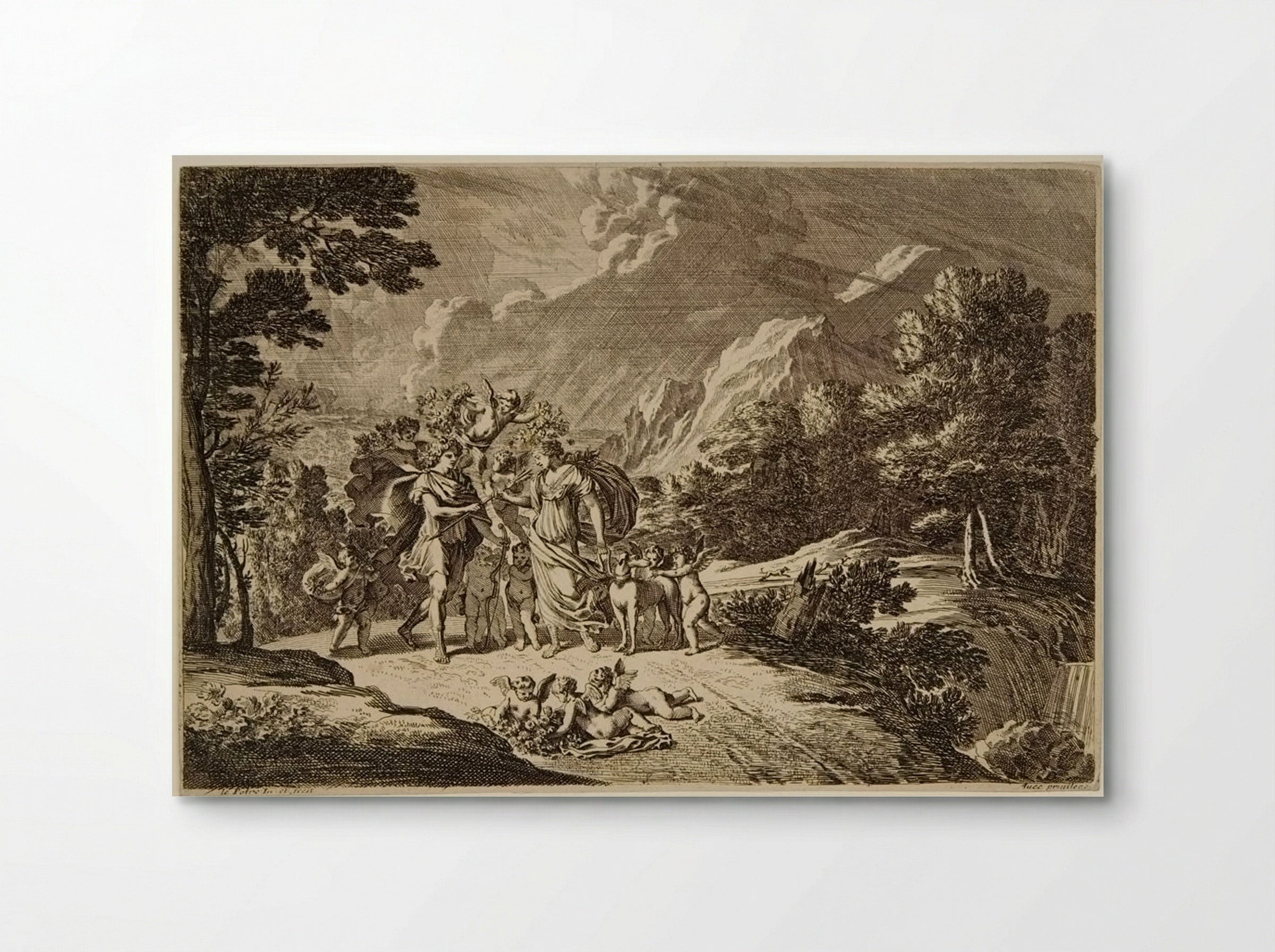 Mythological Scene with Figures and Putti - Jean Le Pautre - Poster