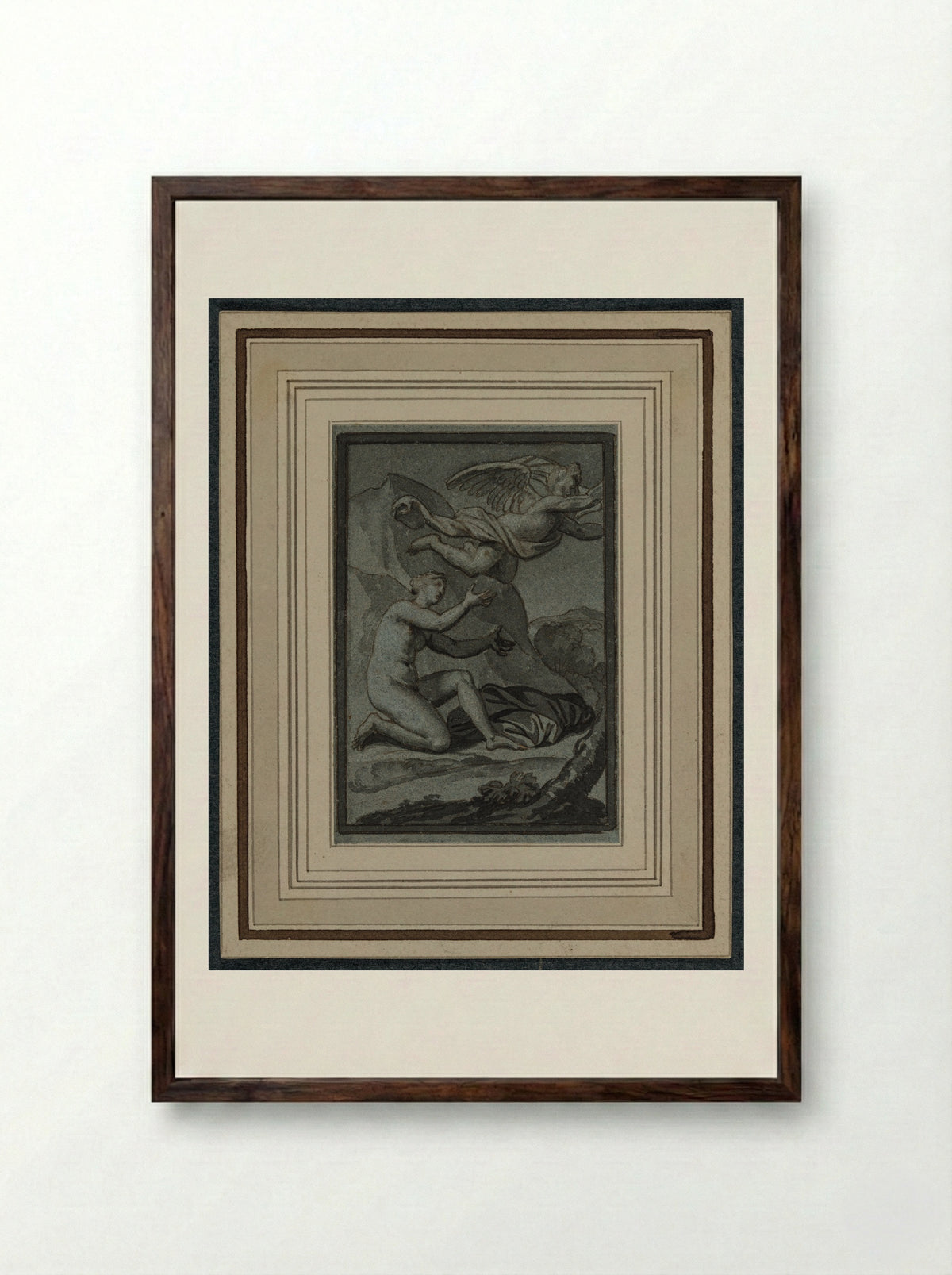 Mythological Scene - Louis Cheron - Framed Print Dark Wood