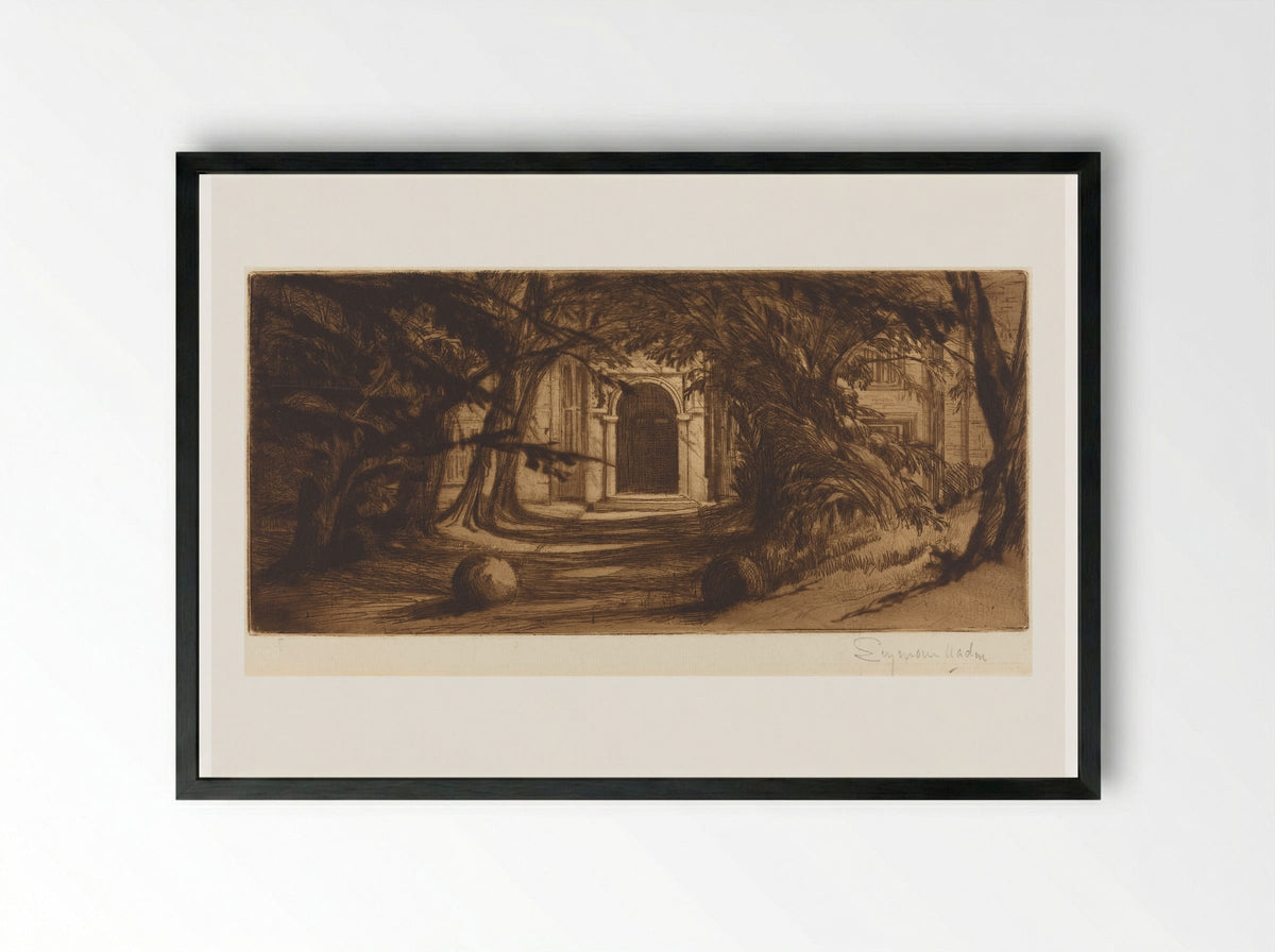 Mytton Hall - Francis Seymour Haden - Framed Print Black