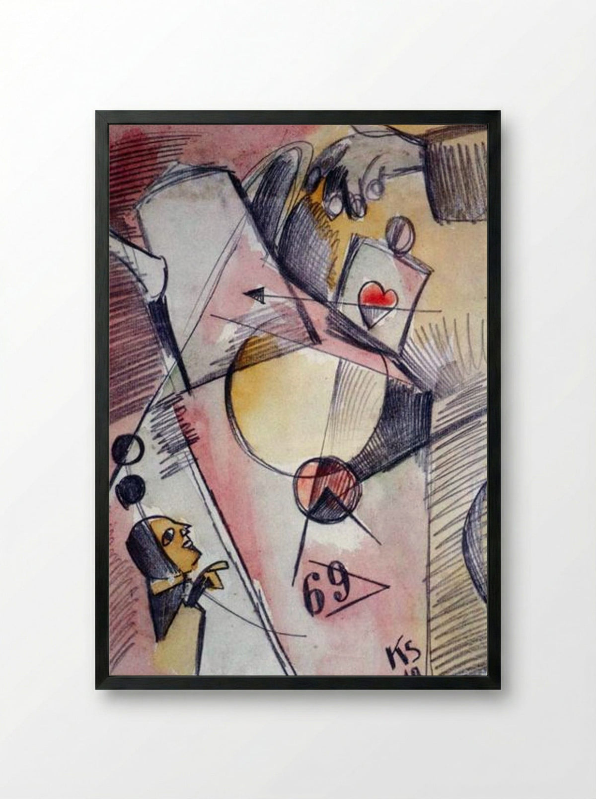 N Watercolor 1. (The Heart Goes from Sugar to Coffee) - Kurt Schwitters - Framed Print Black