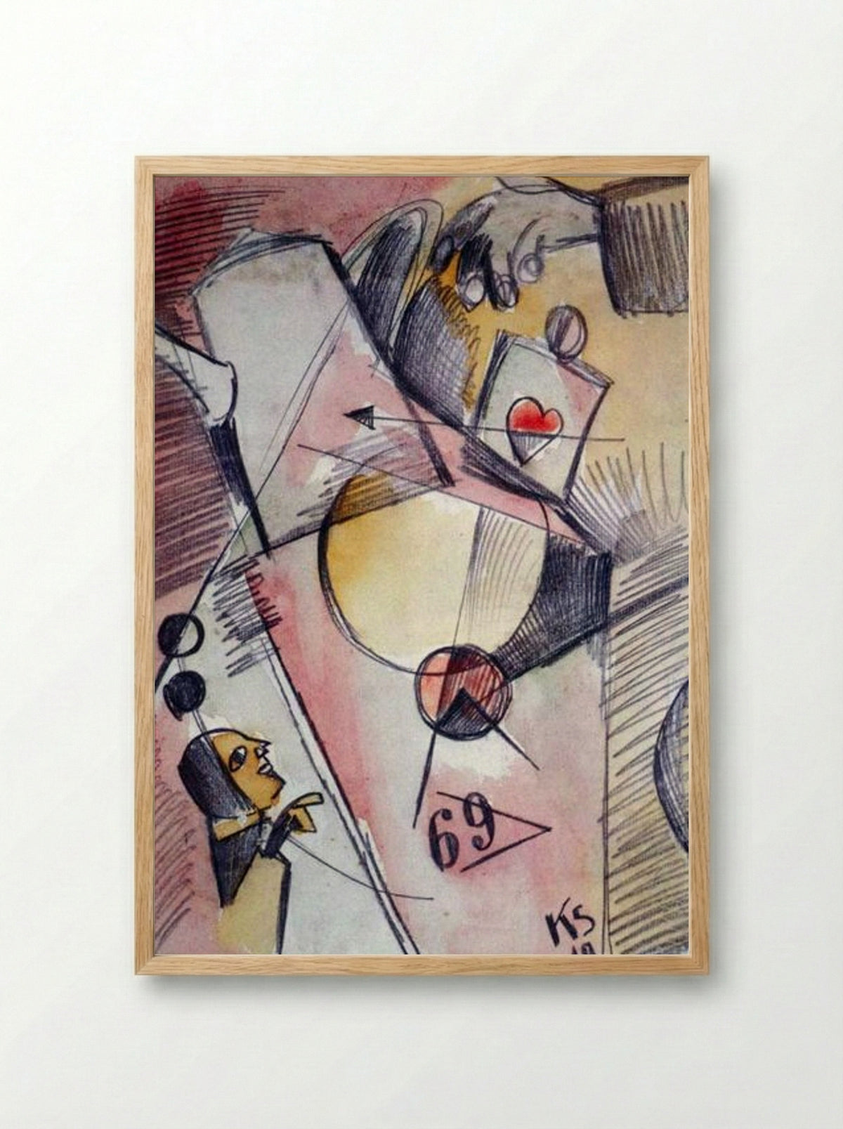 N Watercolor 1. (The Heart Goes from Sugar to Coffee) - Kurt Schwitters - Framed Print Wood