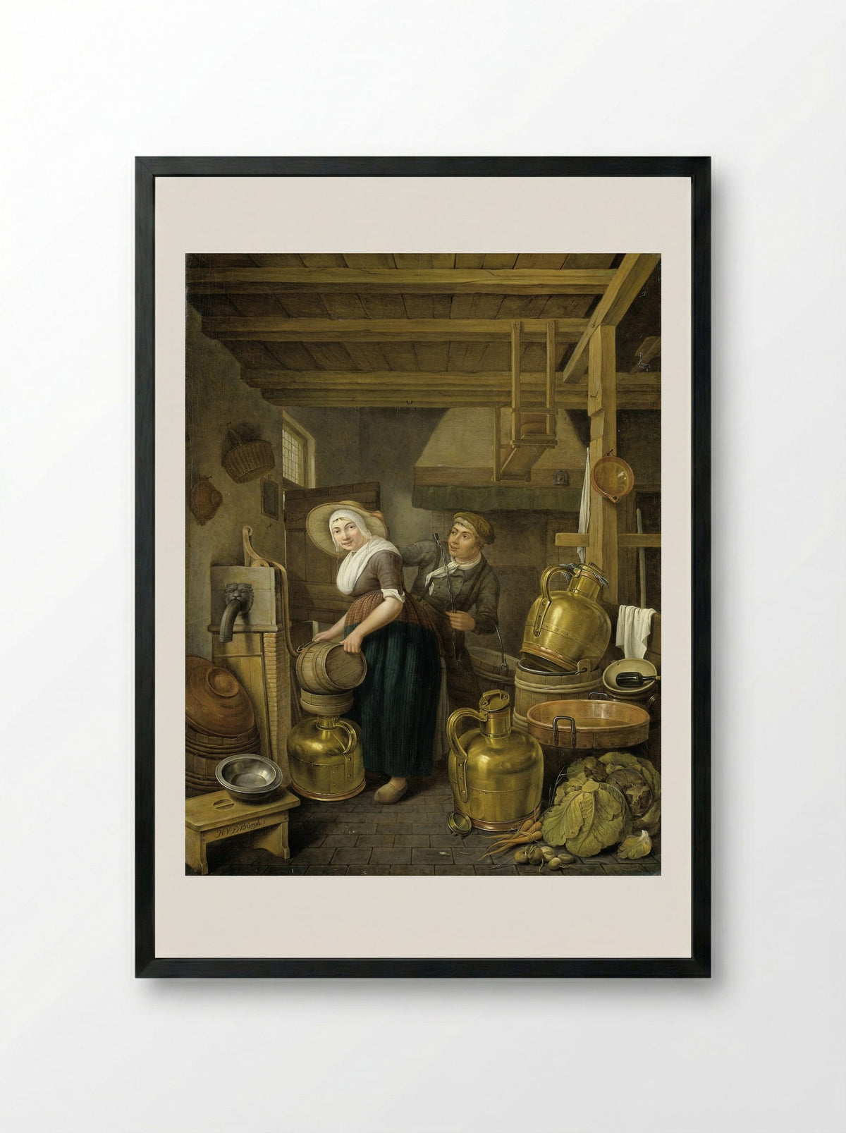 Na het melken (After Milking) - Hendrik van der Burgh - Framed Print Black