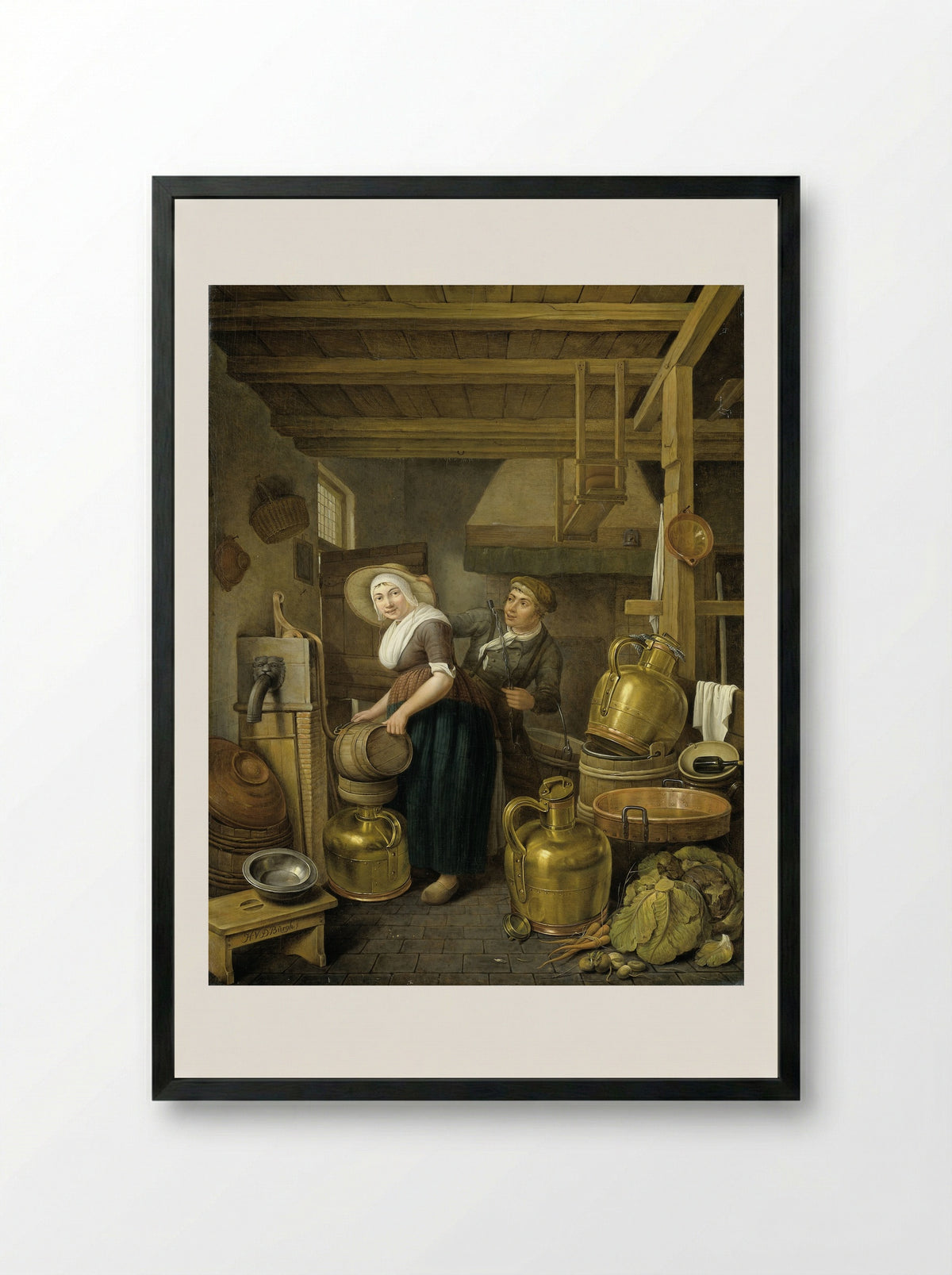 Na het melken (After Milking) - Hendrik van der Burgh - Framed Print Black