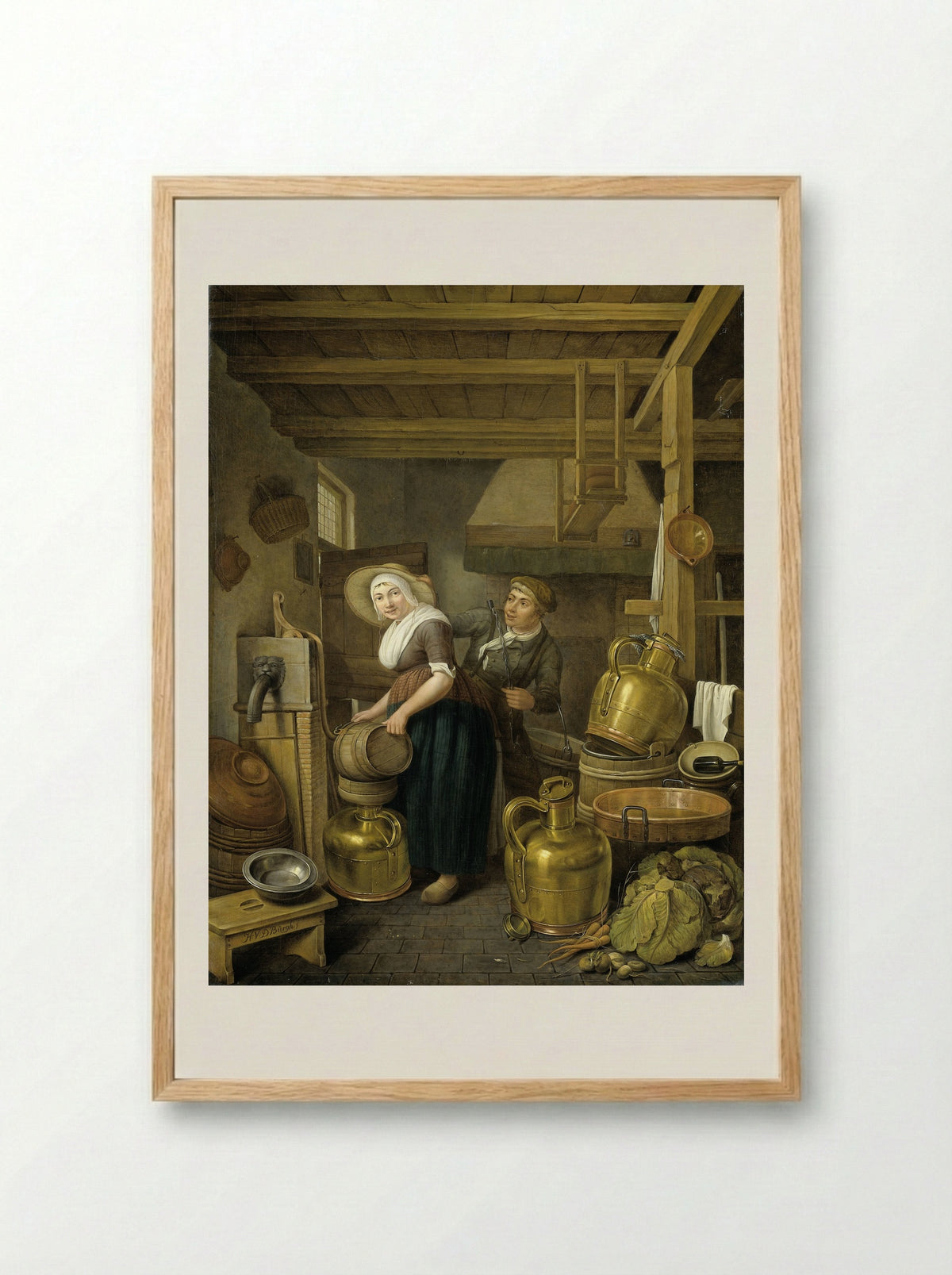 Na het melken (After Milking) - Hendrik van der Burgh - Framed Print Wood