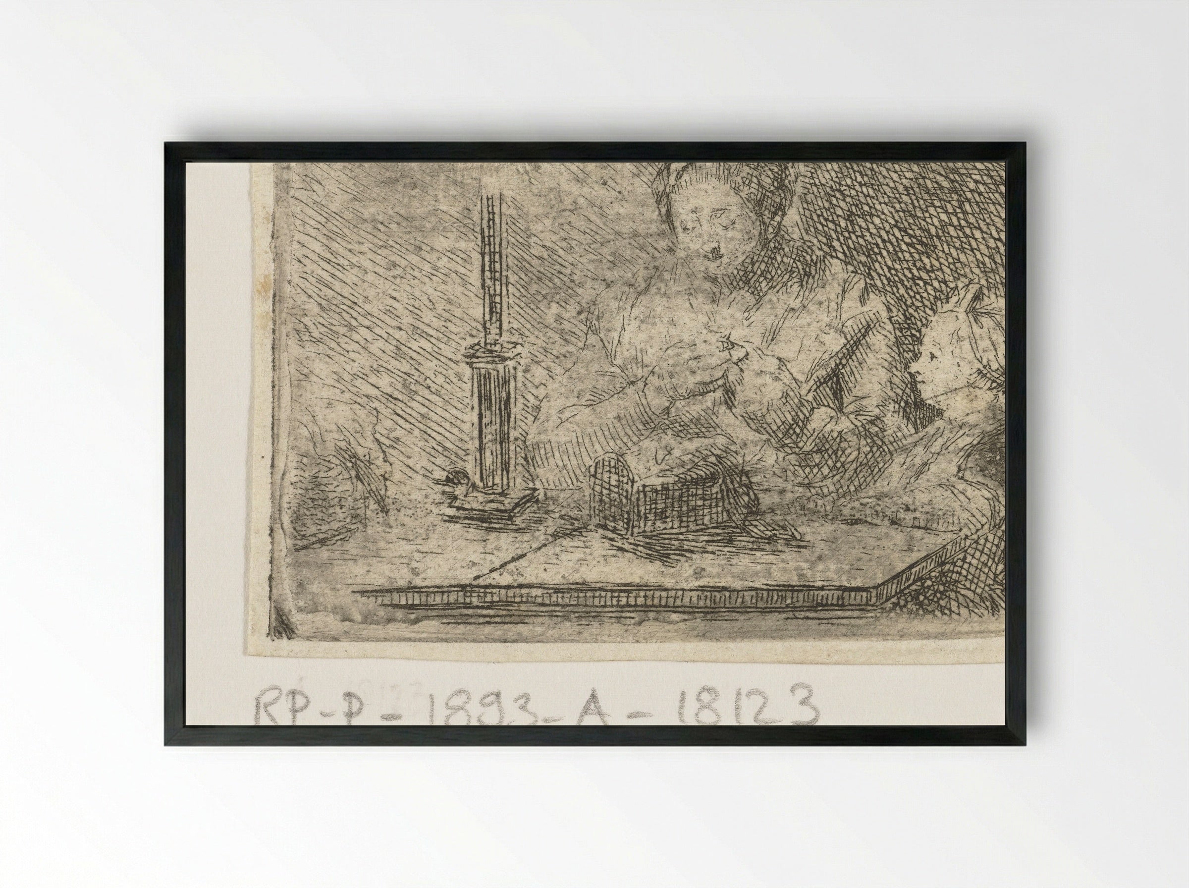 Naaiende vrouw bij kaarslicht - Louis Bernard Coclers - Framed Print Black