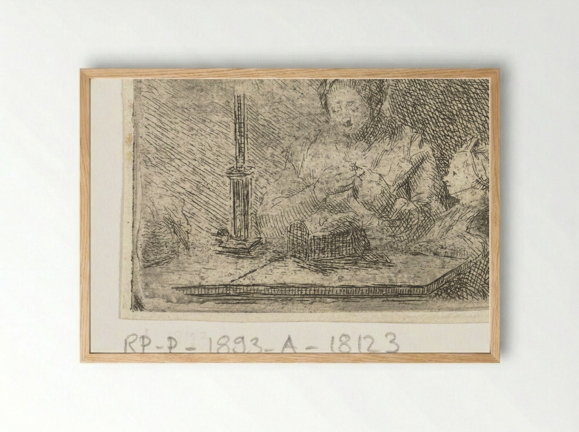 Naaiende vrouw bij kaarslicht - Louis Bernard Coclers - Framed Print Wood