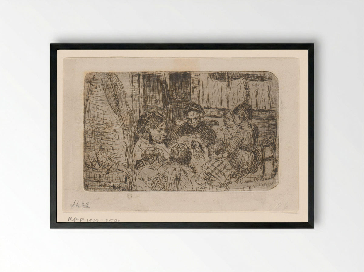 Naailes (The Sewing Lesson) - Henri de Braekeleer - Framed Print Black