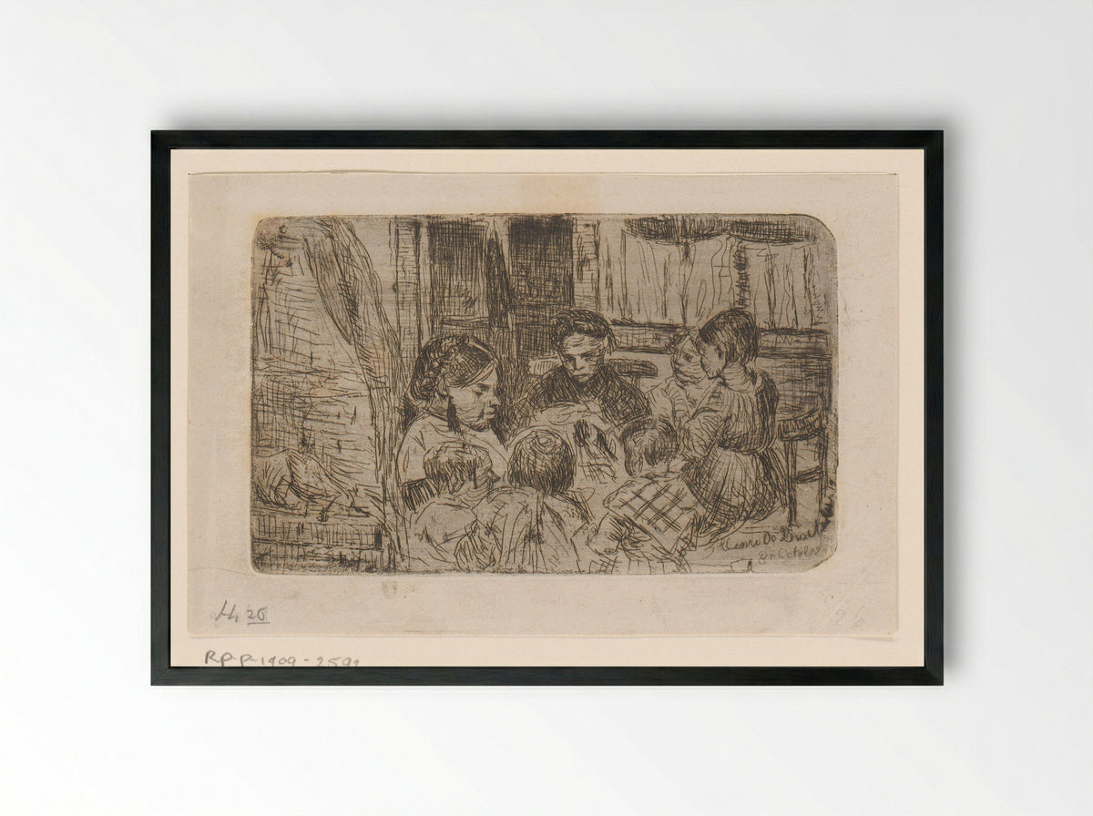Naailes (The Sewing Lesson) - Henri de Braekeleer - Framed Print Black
