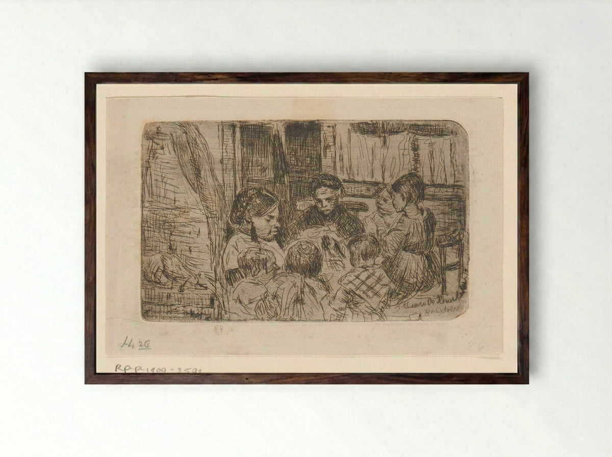 Naailes (The Sewing Lesson) - Henri de Braekeleer - Framed Print Dark Wood