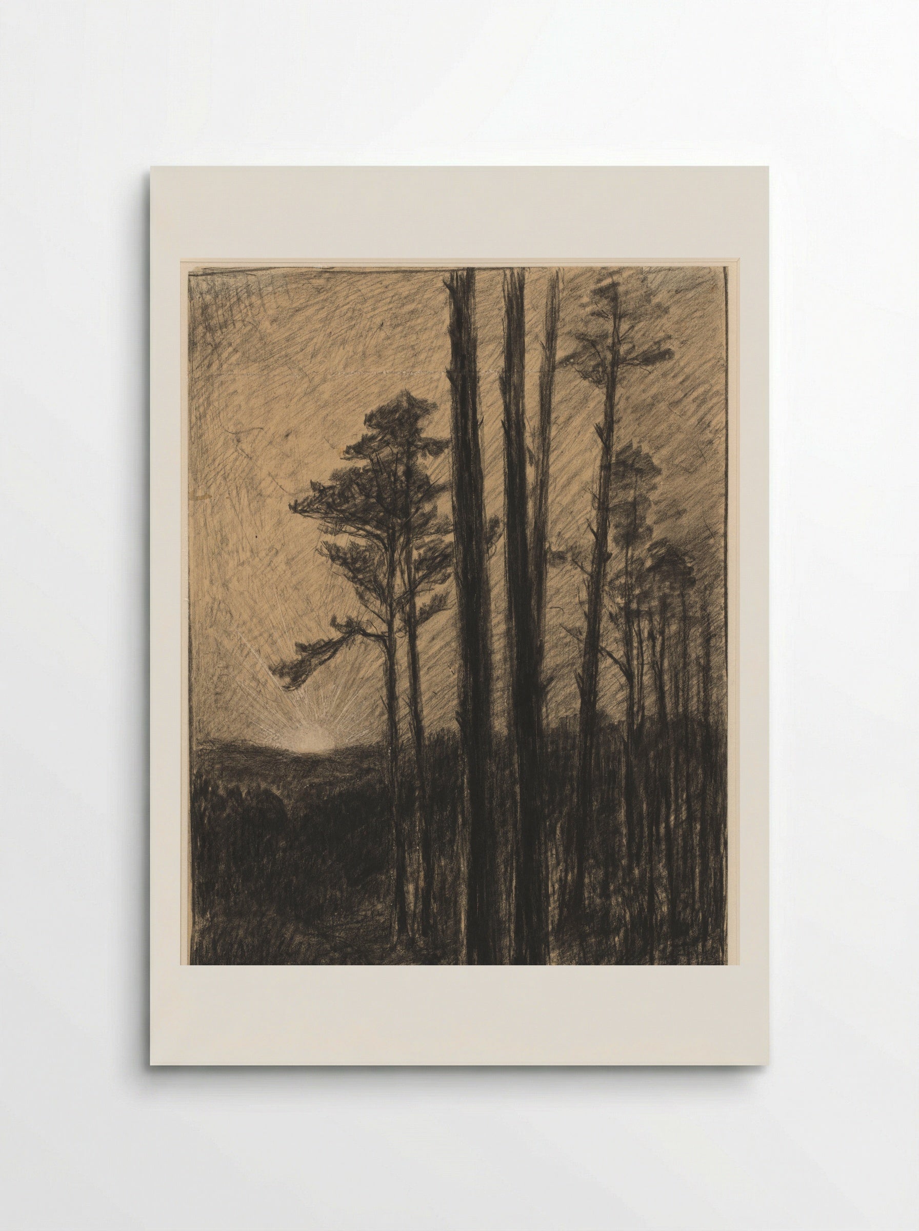 Naaldwoud met ondergaande zon - Carel Nicolaas Storm van 's-Gravesande - Poster