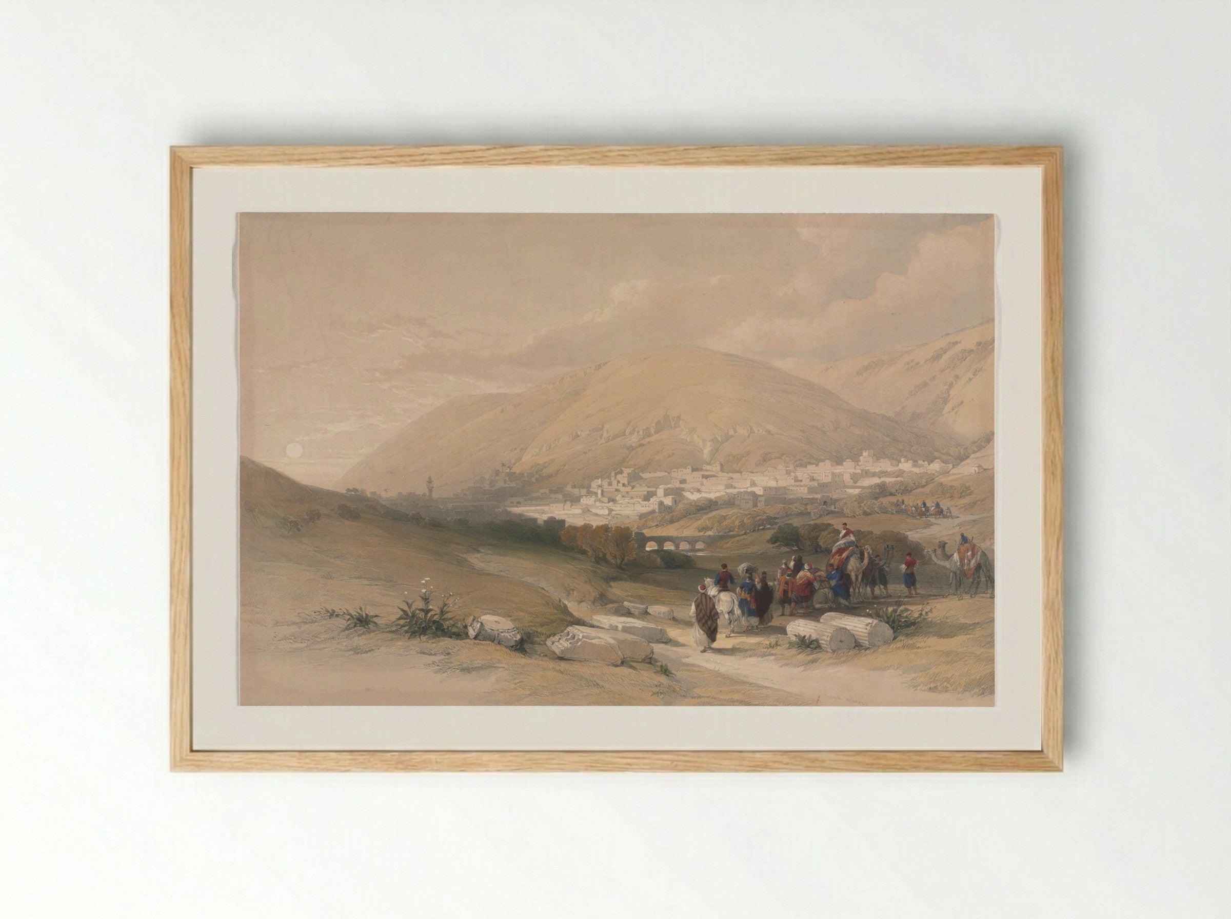 Nablus, Ancient Shechem - David Roberts - Framed Print Wood