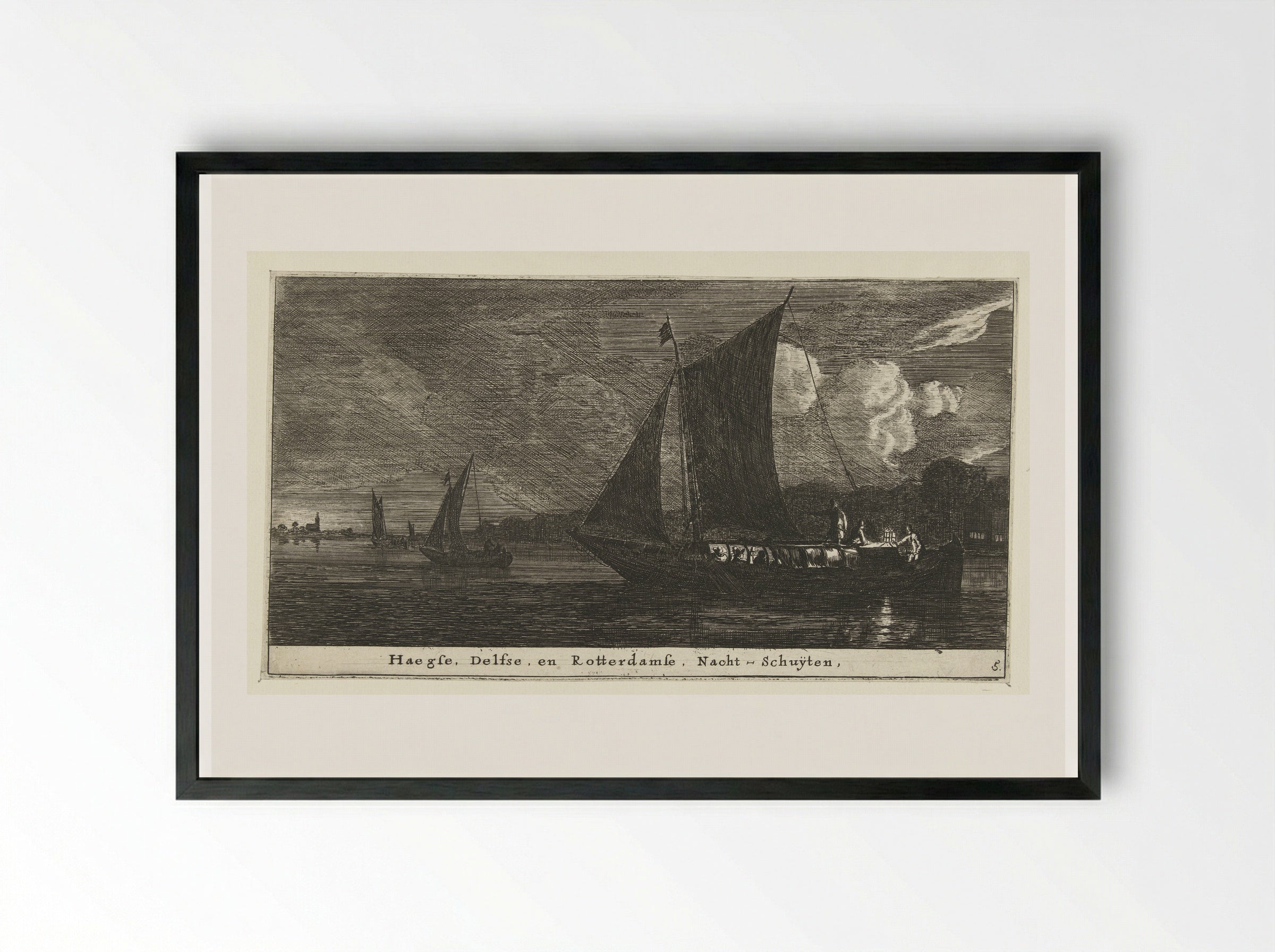Nachtboten naar Den Haag, Delft en Rotterdam - Reinier Nooms - Framed Print Black