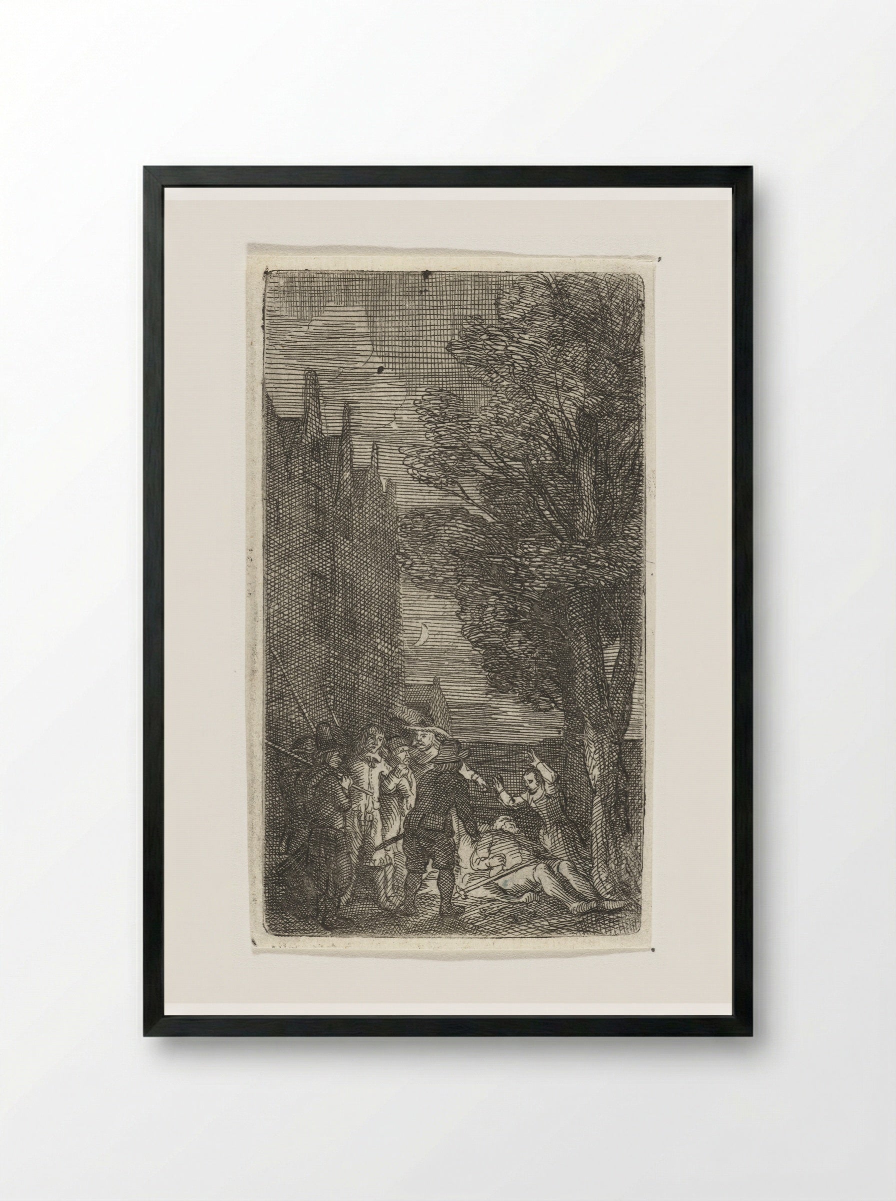 Nachtelijke moord - Samuel van Hoogstraten - Framed Print Black
