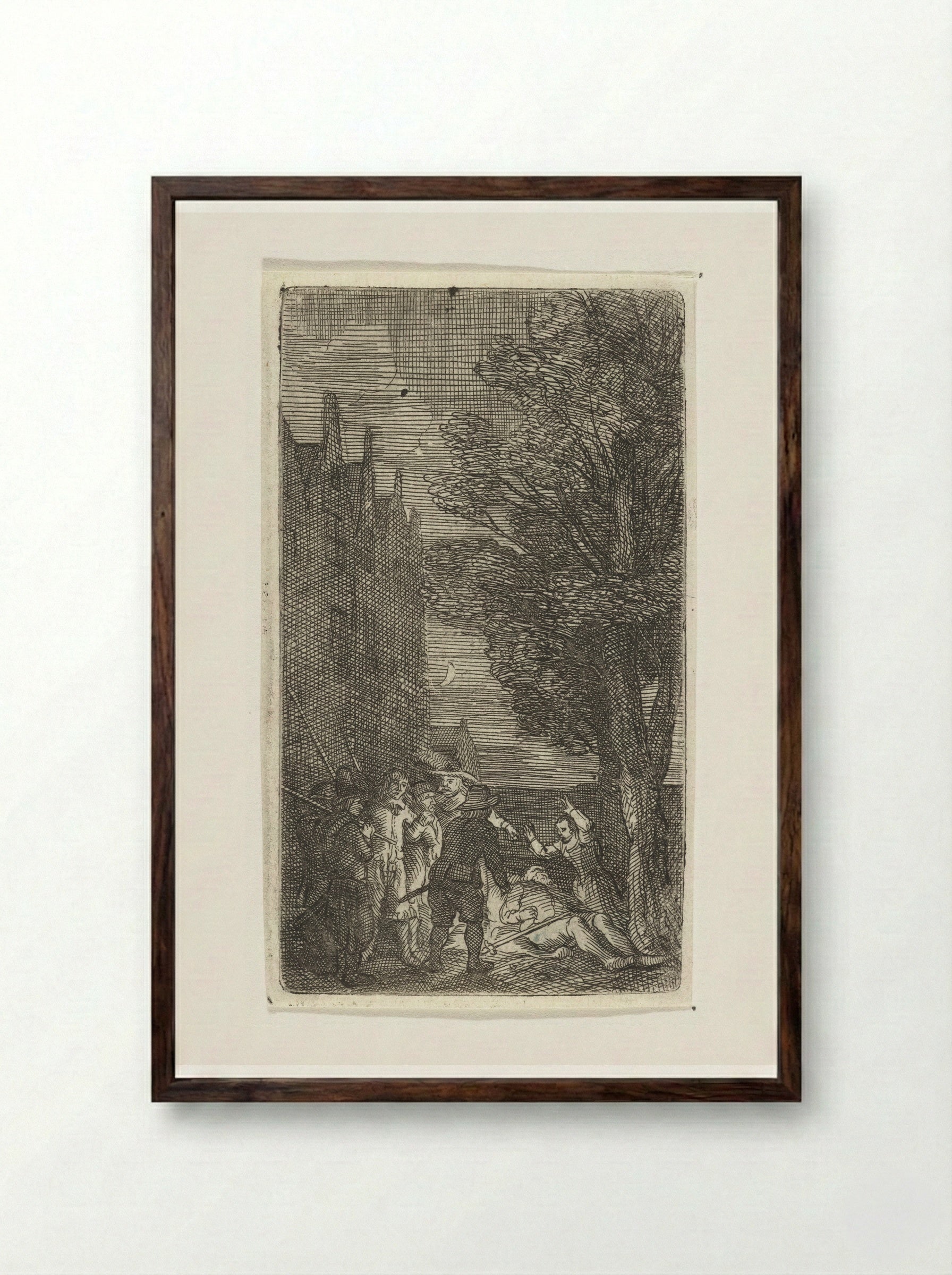 Nachtelijke moord - Samuel van Hoogstraten - Framed Print Dark Wood