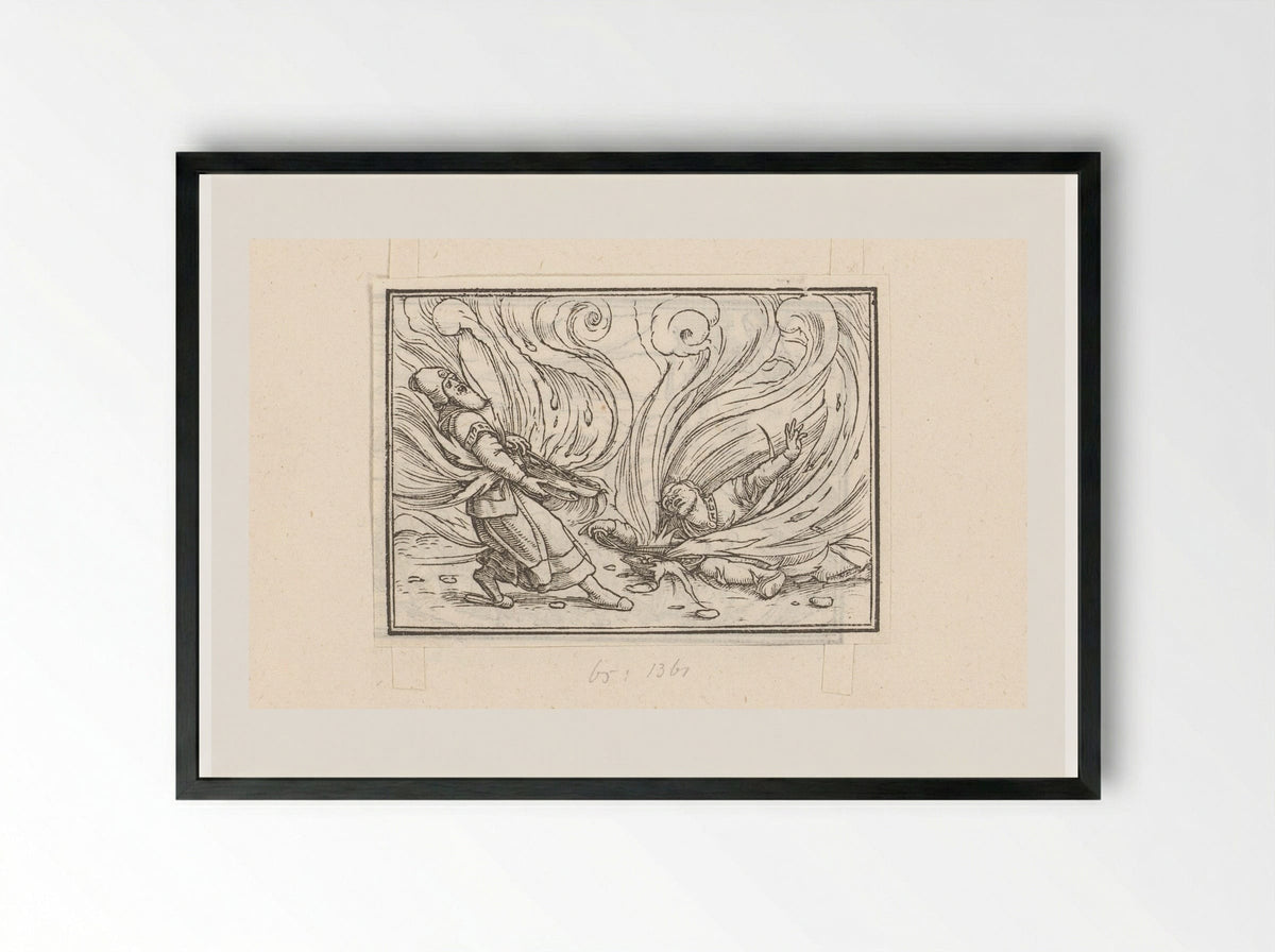 Nadab and Abihu Consumed by Fire - Veit Rudolf Specklin - Framed Print Black