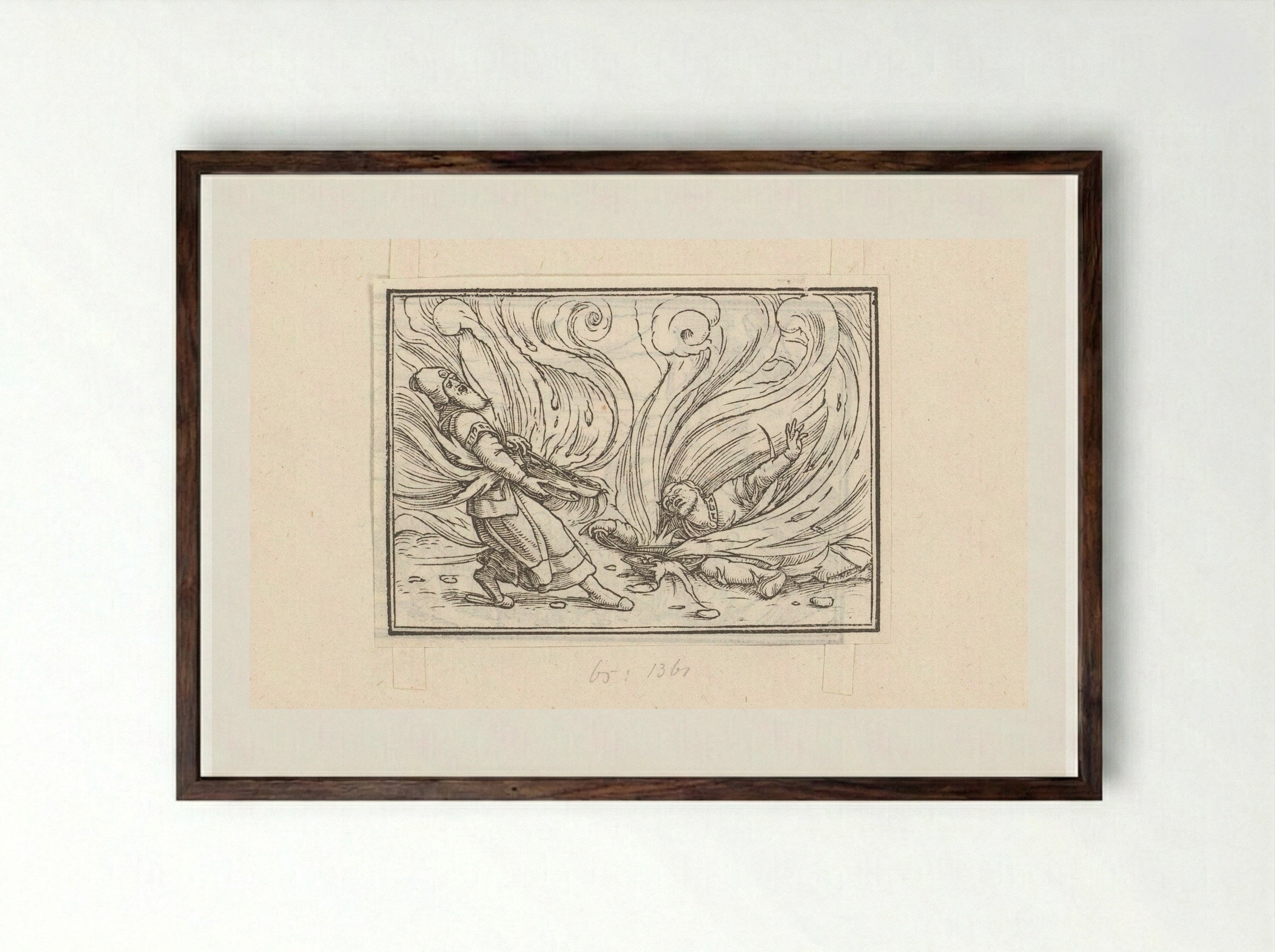 Nadab and Abihu Consumed by Fire - Veit Rudolf Specklin - Framed Print Dark Wood