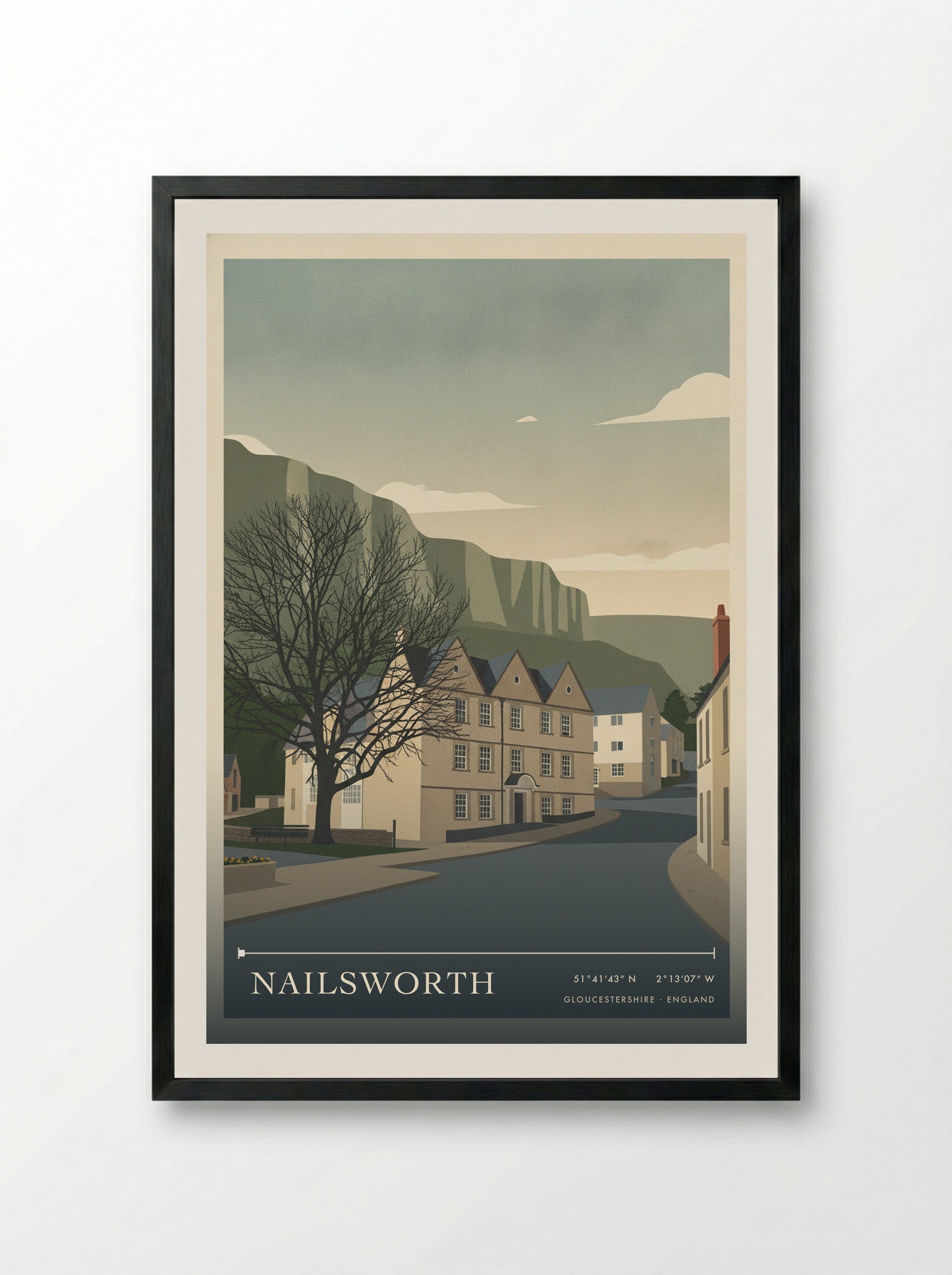 Nailsworth Gloucestershire England Travel Poster - Framed Print Black