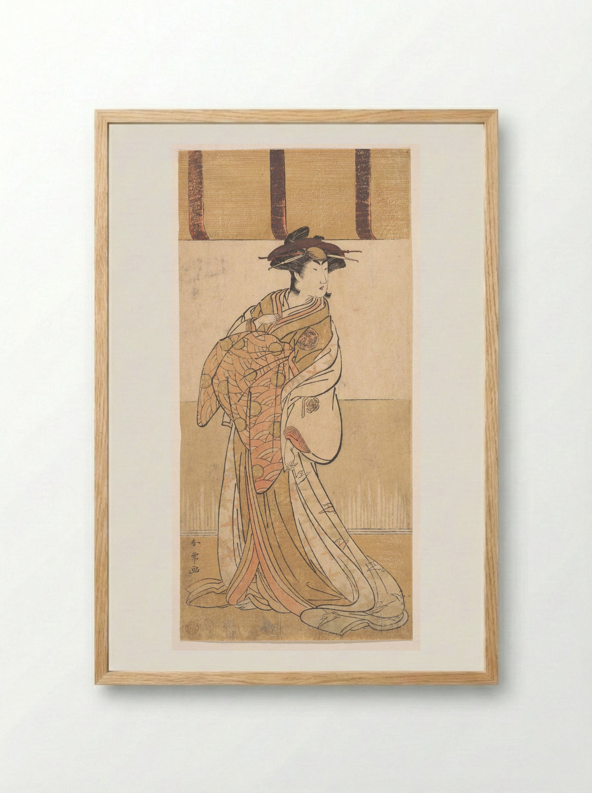 Nakamura Riko in the Role of Oiso no Tora - Katsukawa Shunjō - Framed Print Wood