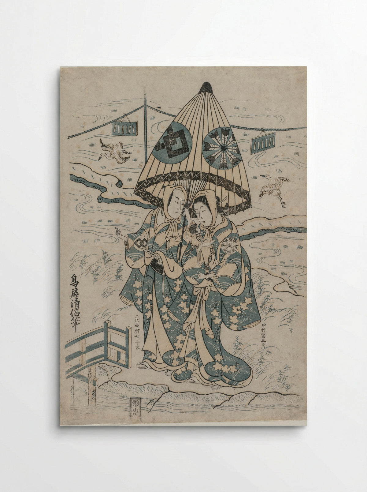 Nakamura Tomijuro and Nakamura Shichisaburo II as the Lovers Agemaki and Sukeroku - Torii Kiyonobu II - Poster