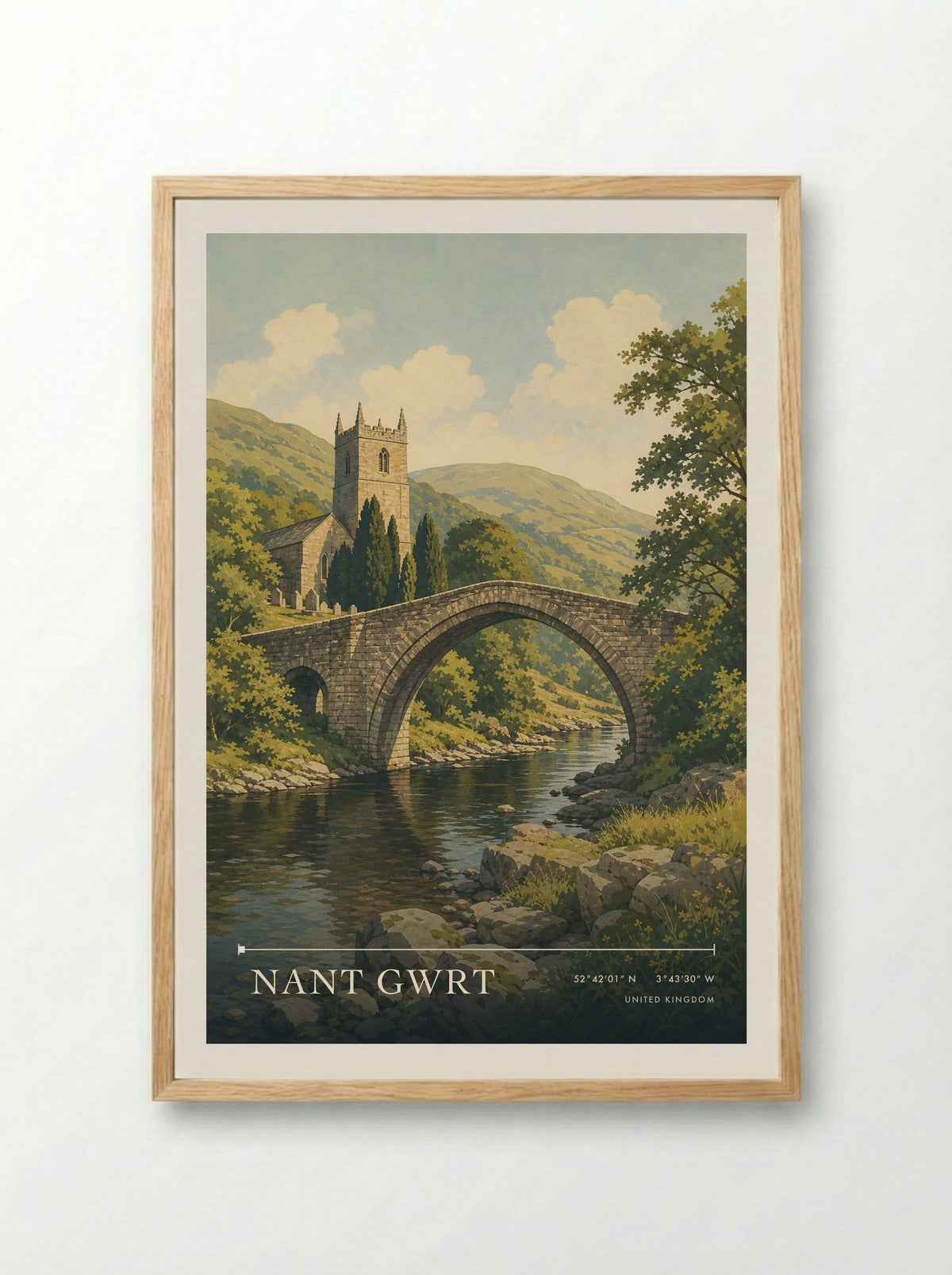 Nant Gwrt United Kingdom Travel Poster - Framed Print Wood