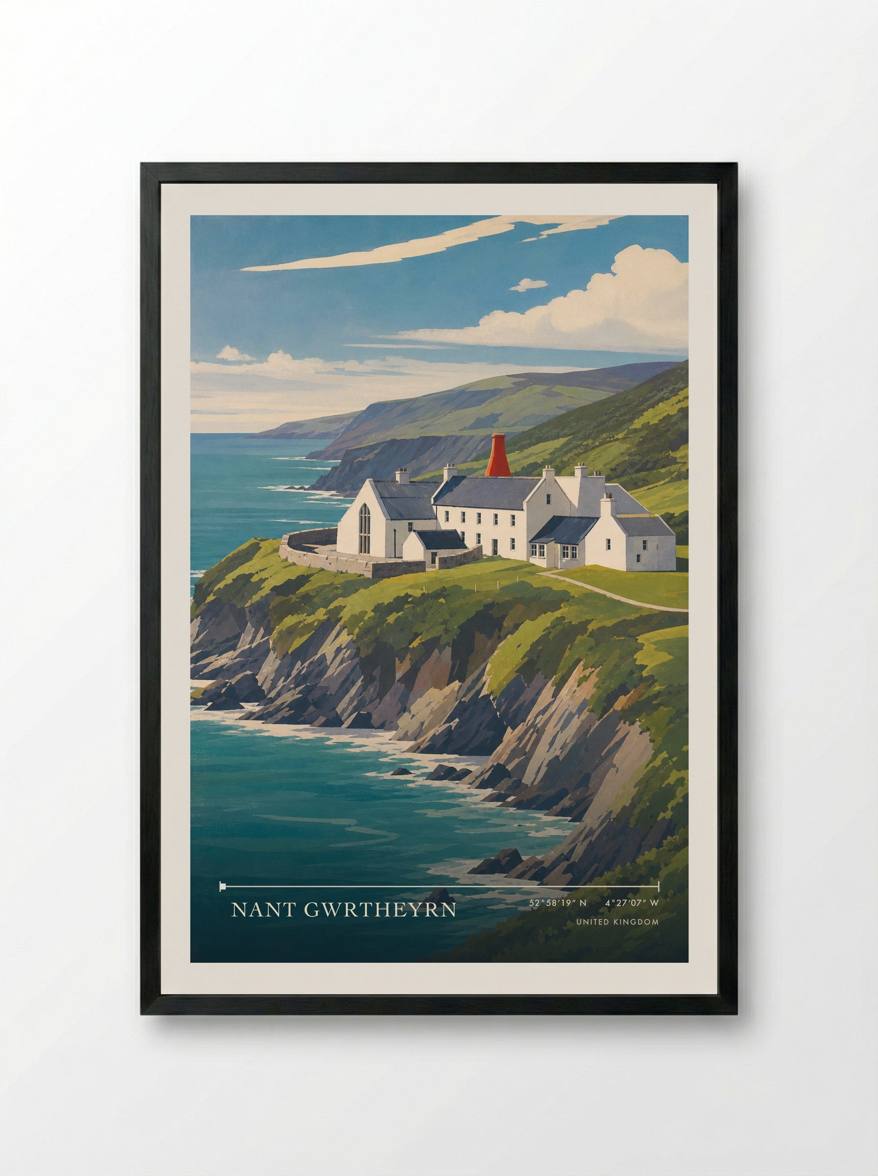 Nant Gwrtheyrn United Kingdom Travel Poster - Framed Print Black
