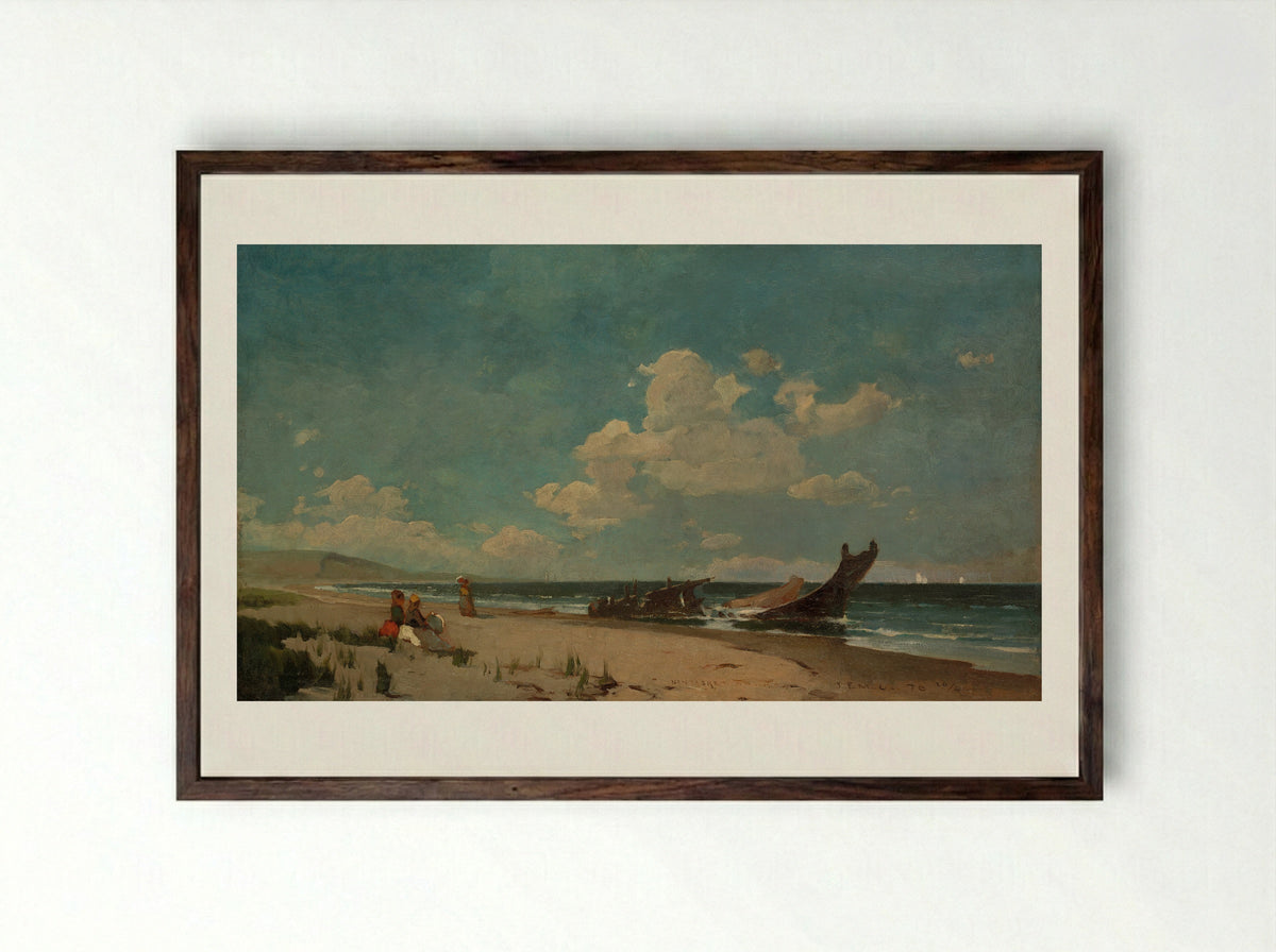 Nantasket Beach - Emil Carlsen - Framed Print Dark Wood