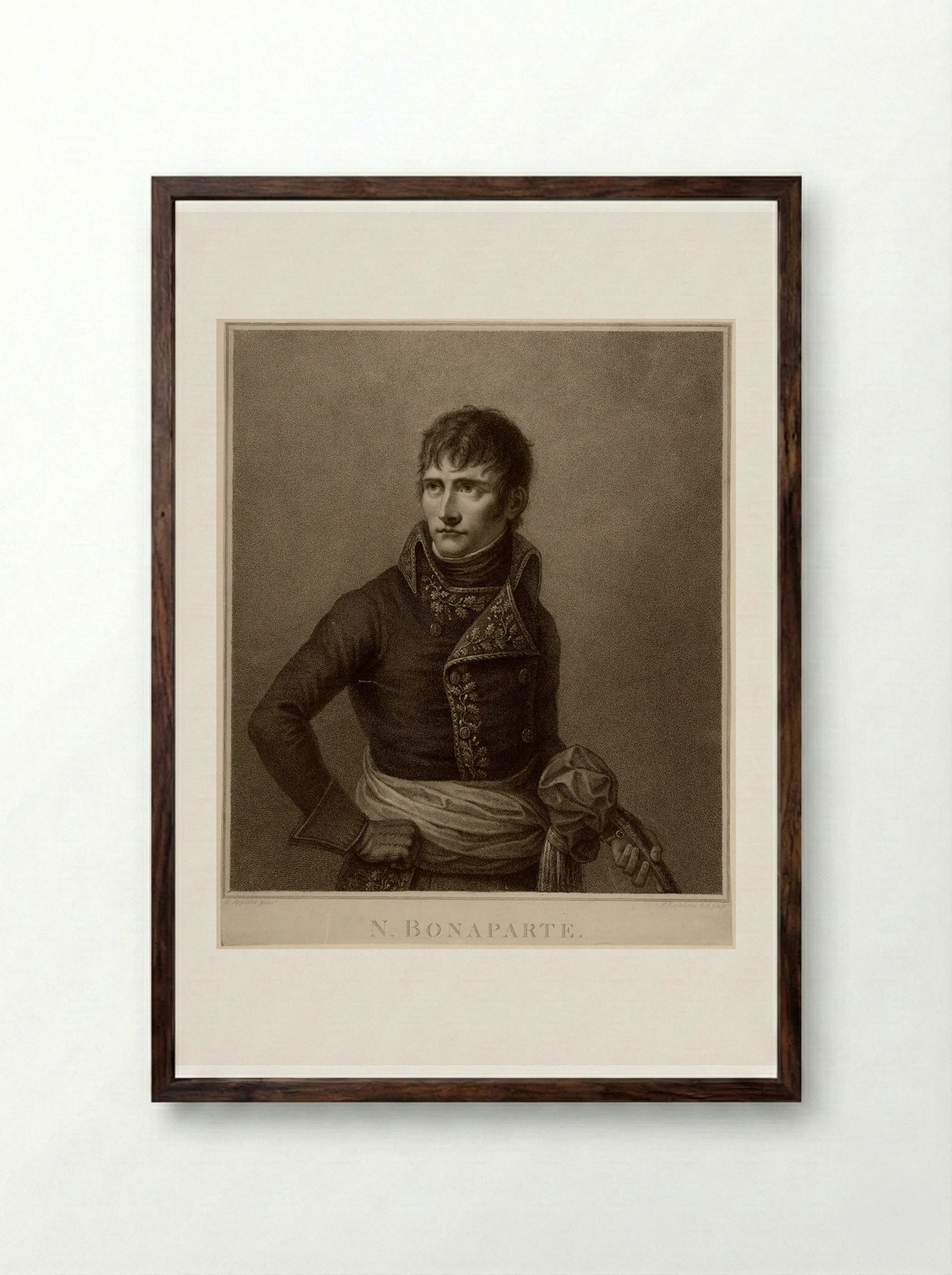 Napoleon Bonaparte - Francesco Bartolozzi - Framed Print Dark Wood